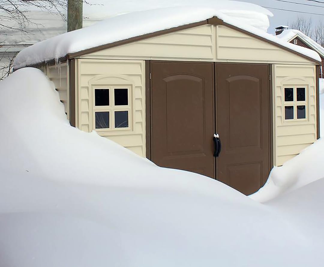 Duramax WoodSide Plastic Garden Shed - 10 x 8 ft (8.02 m2), Beige/Brown
