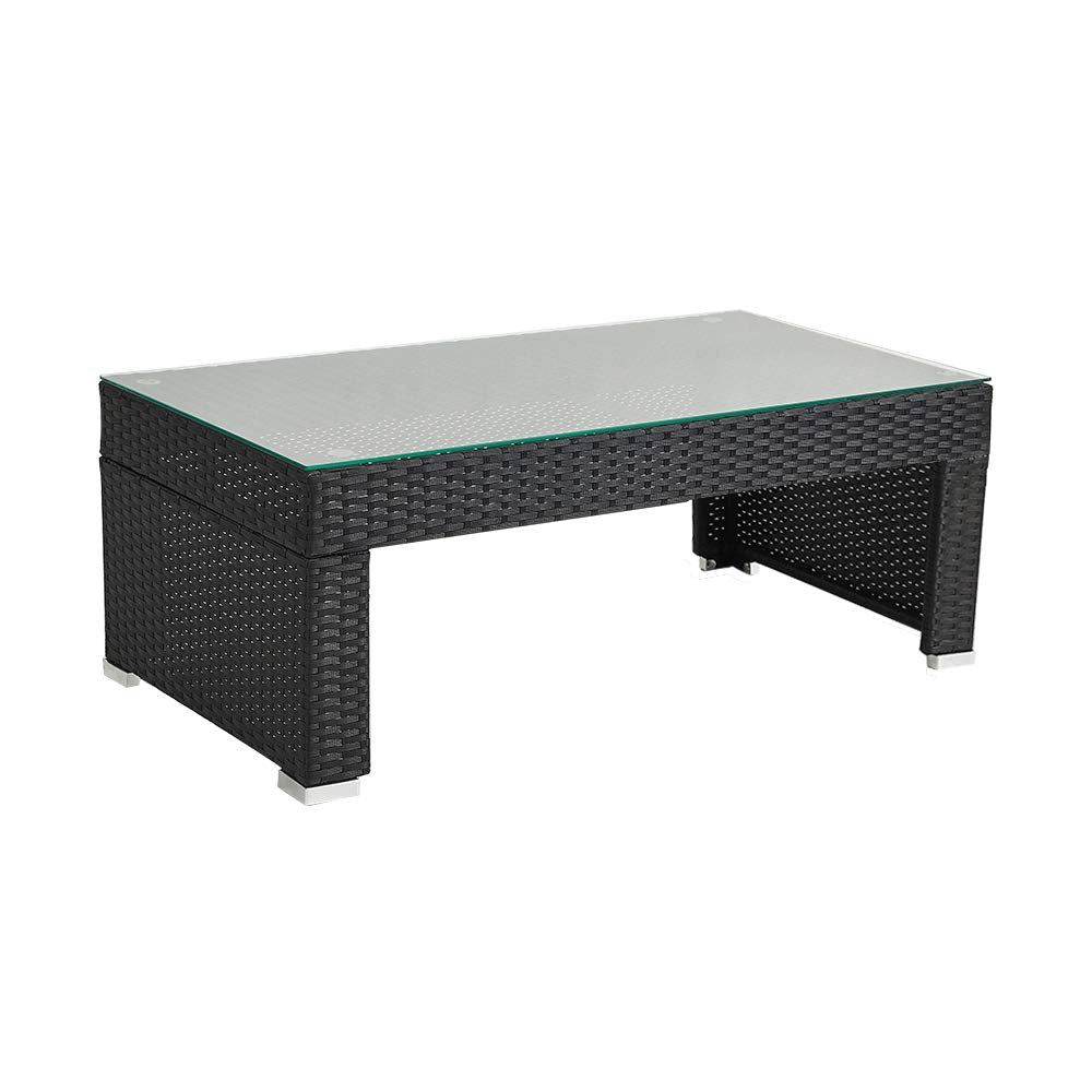 Panana Rattan Garden Sofa Set, 8-Seater - Coffee Table & Stool, Grey