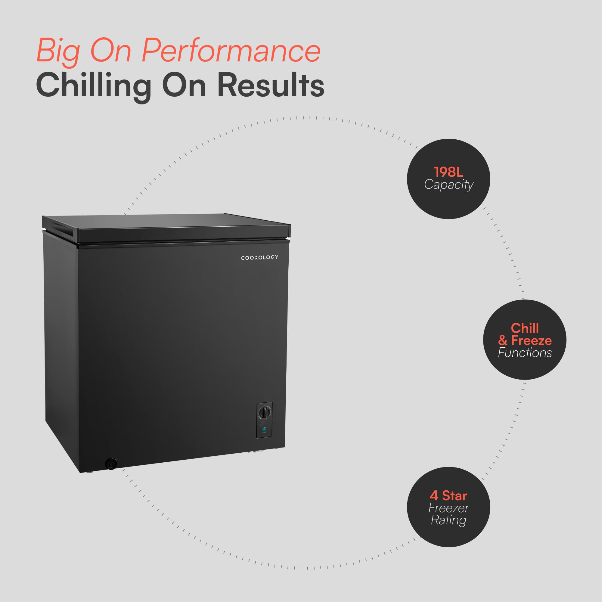 Cookology Chest Freezer - 418L Freestanding, Black