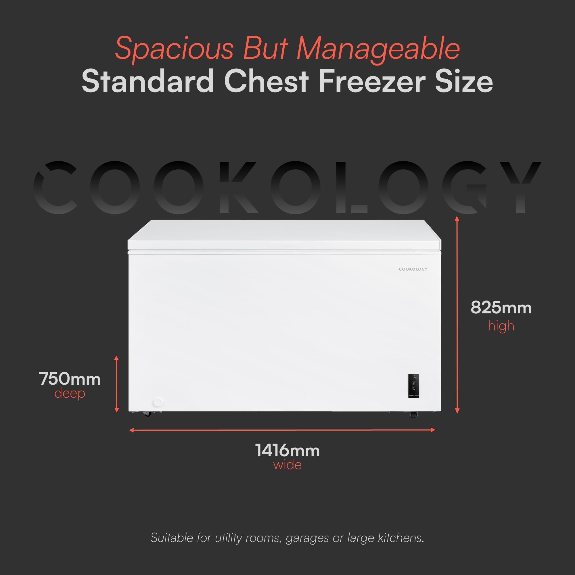 Cookology Chest Freezer - 418L Freestanding, Black