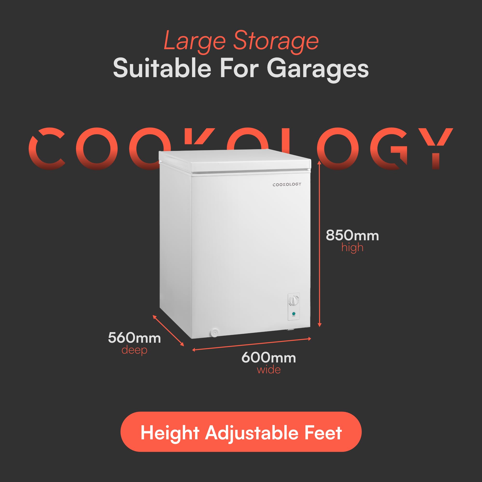Cookology Chest Freezer - 418L Freestanding, Black