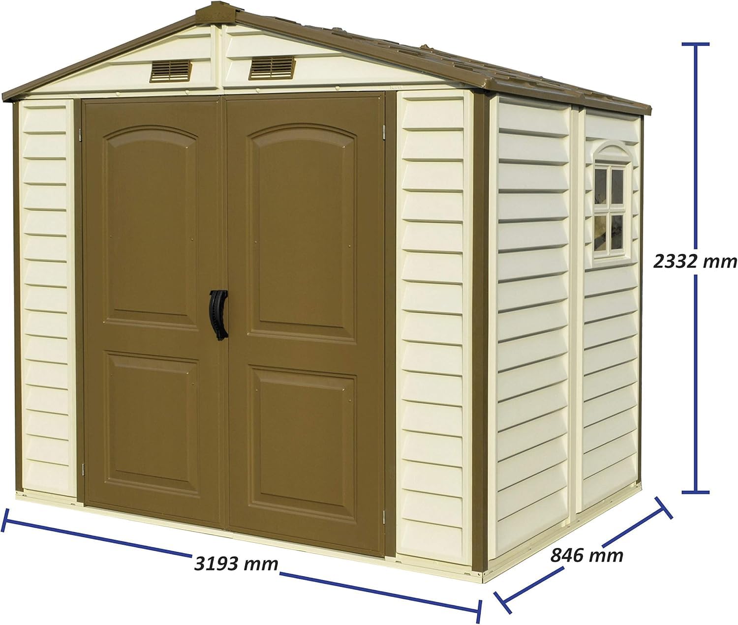 Duramax StoreAll Plastic Garden Shed - 8 x 6 ft (4.12 m2), Ivory/Brown