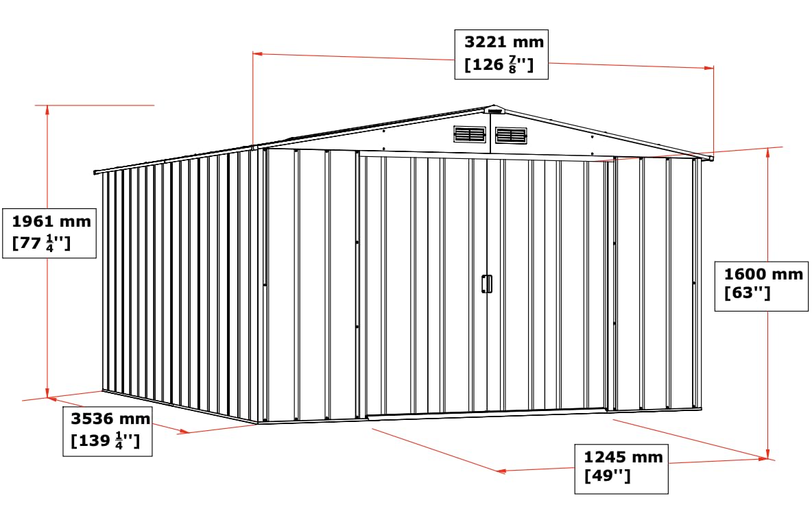 Duramax ECO Metal Garden Shed - 10 x 8 ft (7.80 m2), Galvanized Steel, Anthracite