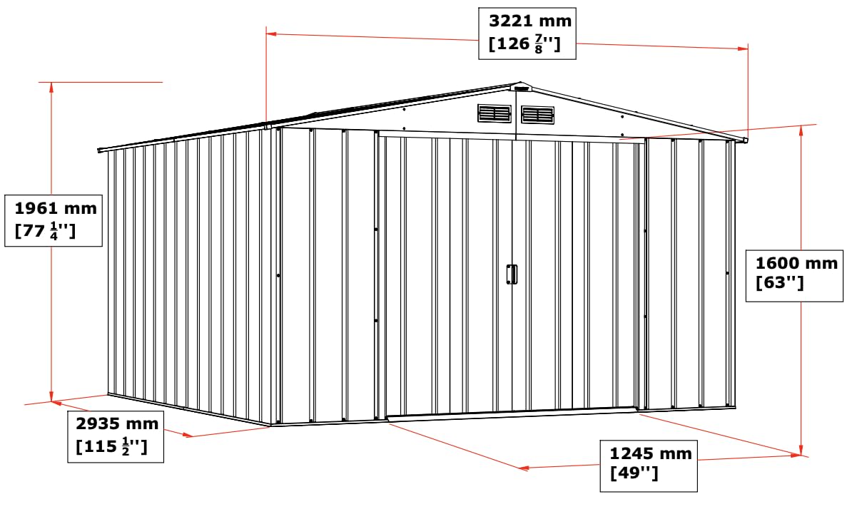 Duramax ECO Metal Garden Shed - 10 x 8 ft (7.80 m2), Galvanized Steel, Anthracite