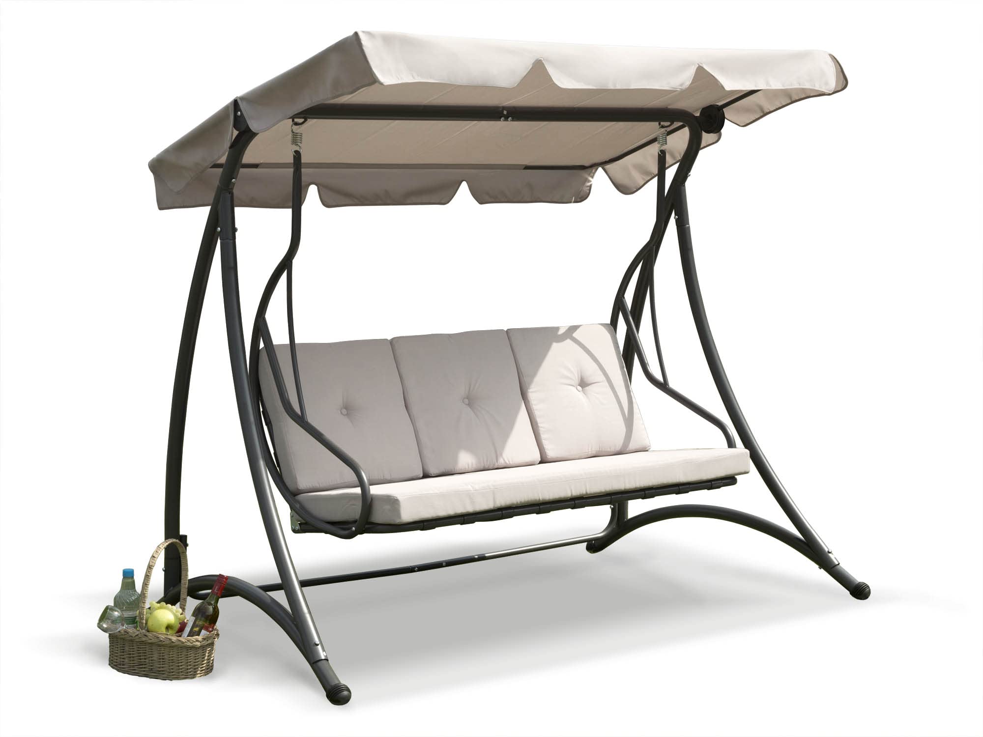 Garden Store Direct Somerset Swing Chair, 3-Seater - Hammock Bench, Grey