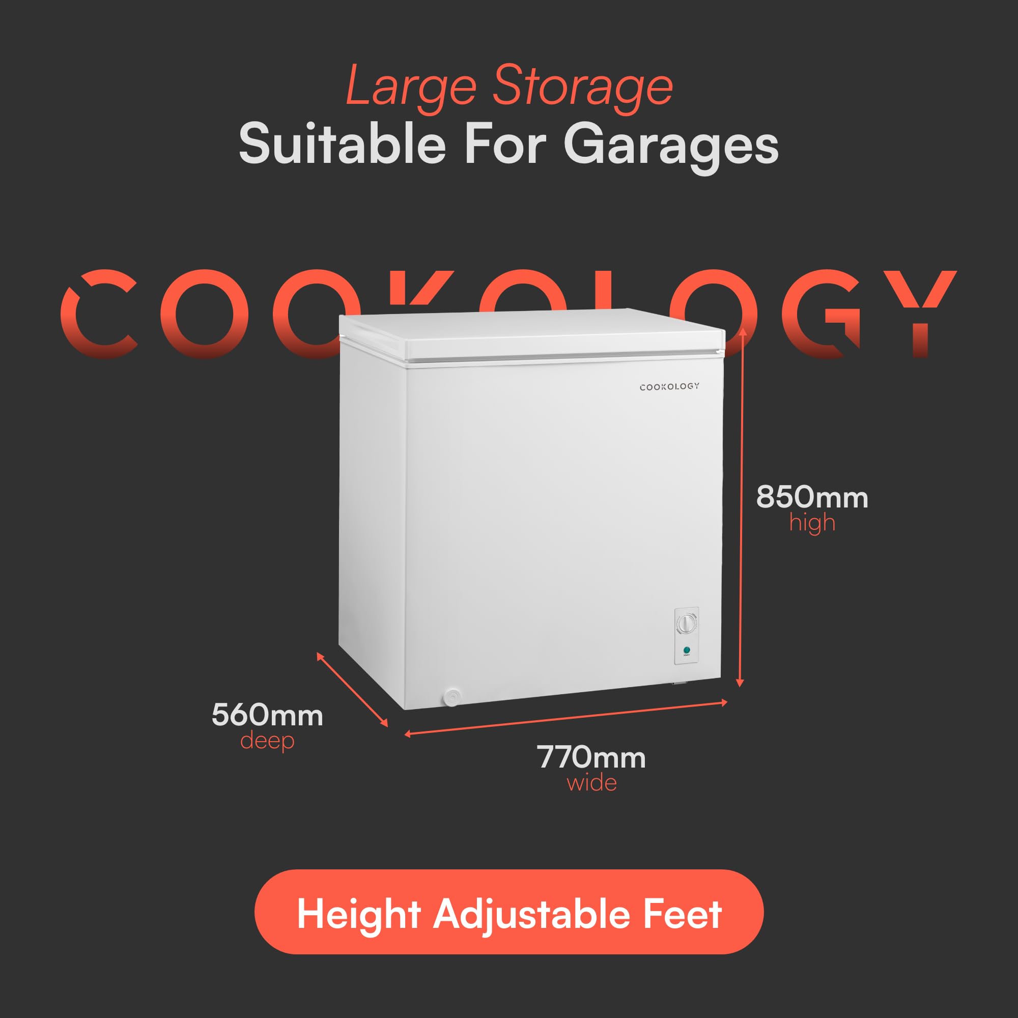 Cookology Chest Freezer - 418L Freestanding, Black