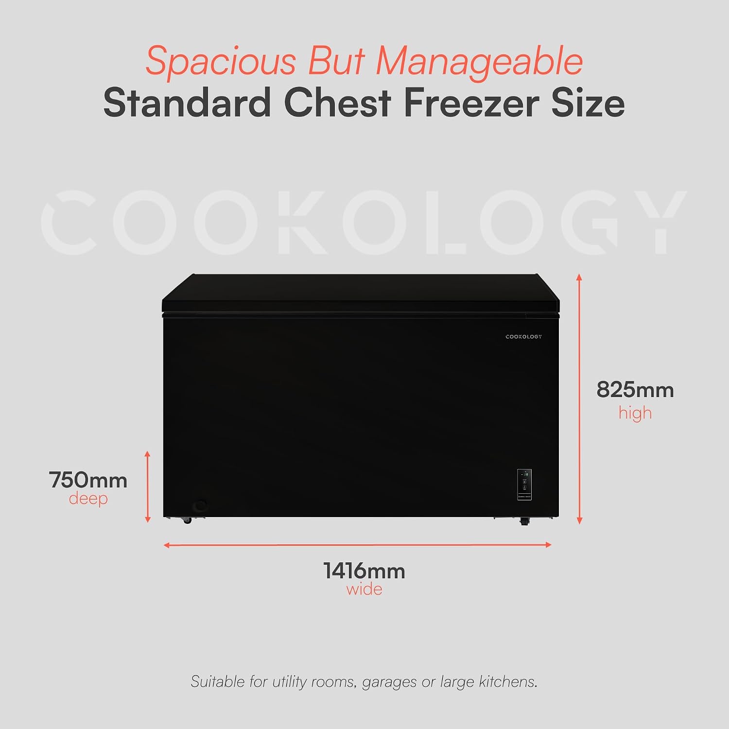 Cookology Chest Freezer - 418L Freestanding, Black