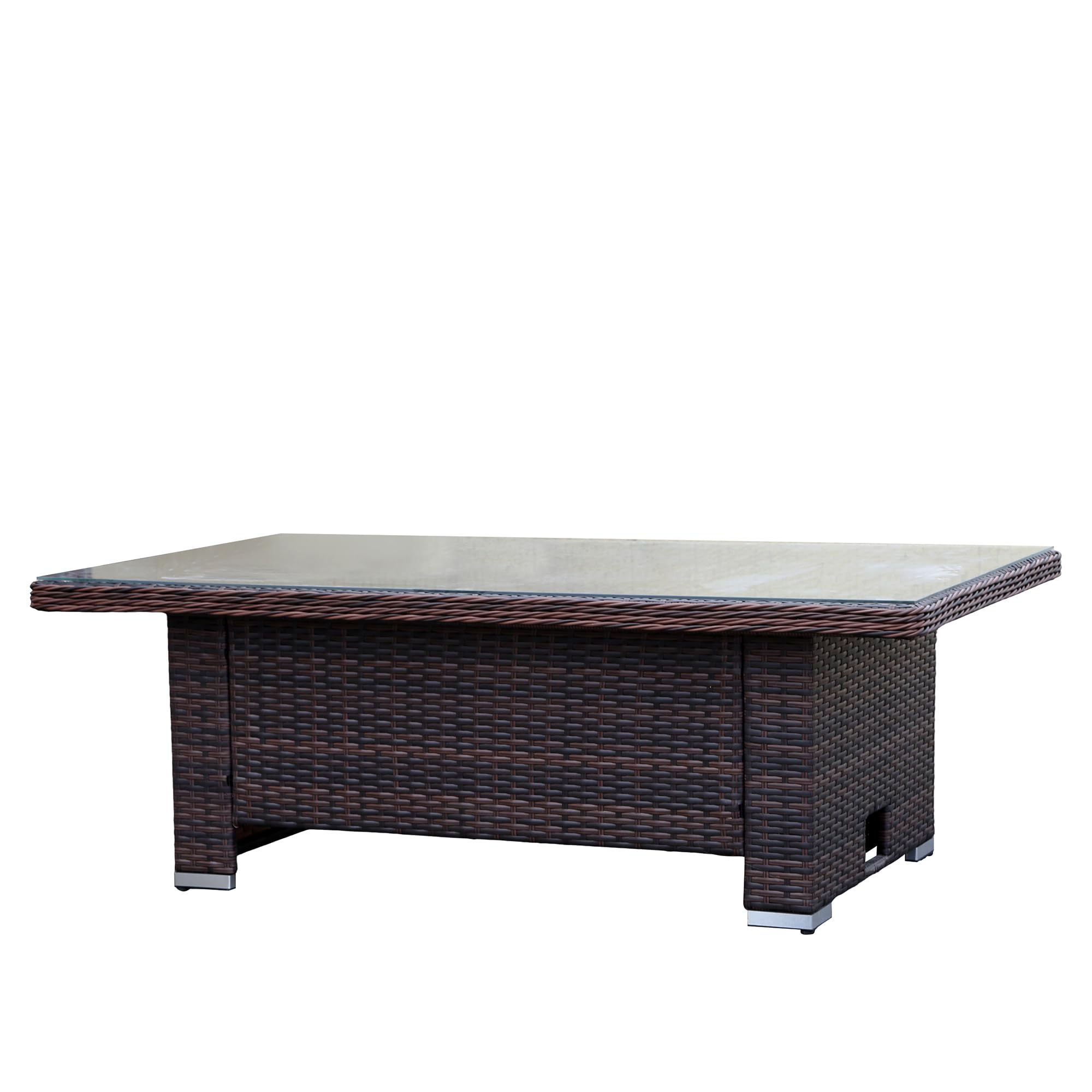 Goods Emporium Rattan Garden Furniture Set, 9-Seater - Rising Table, Left/Right Hand Configurable, Dark Grey