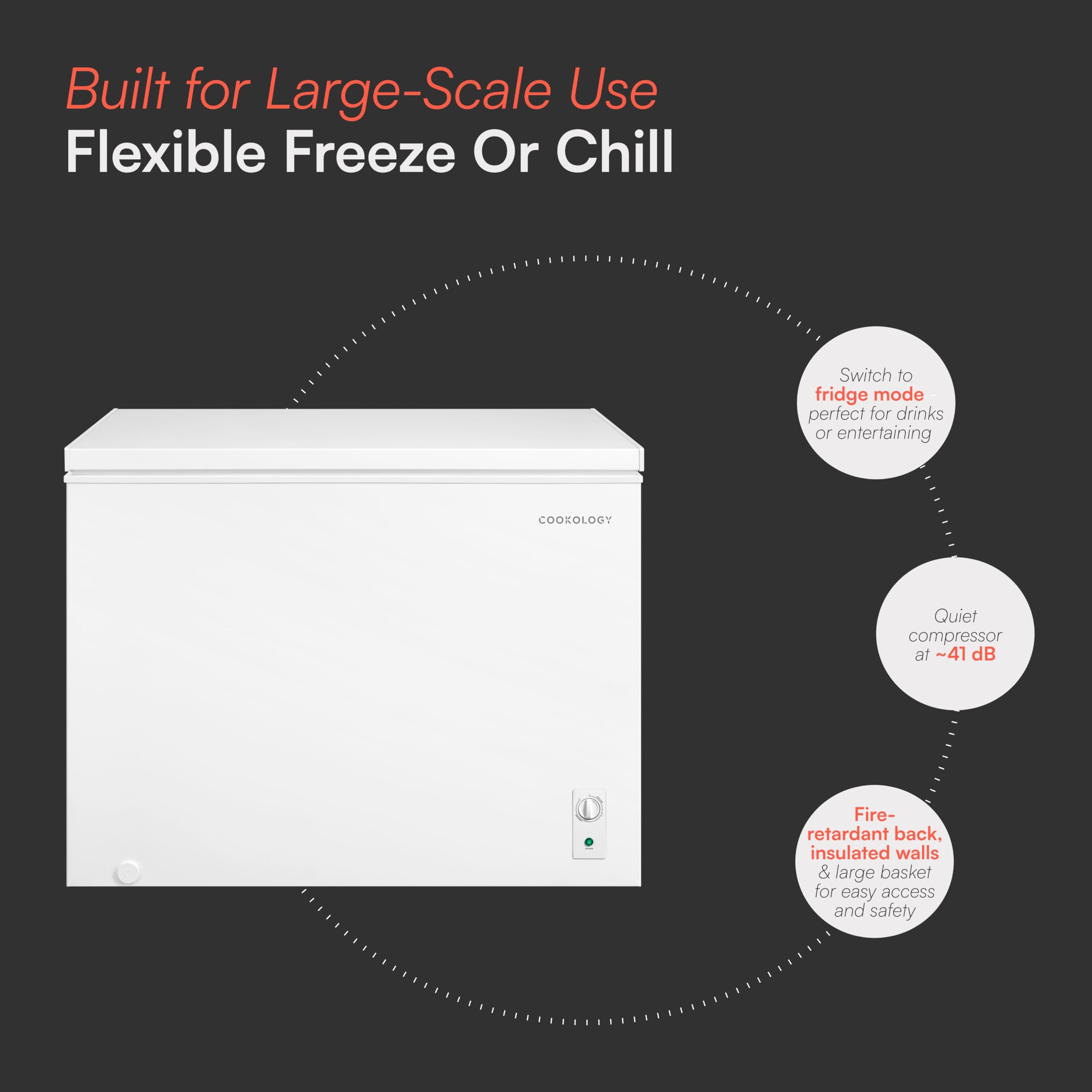 Cookology Chest Freezer - 418L Freestanding, Black
