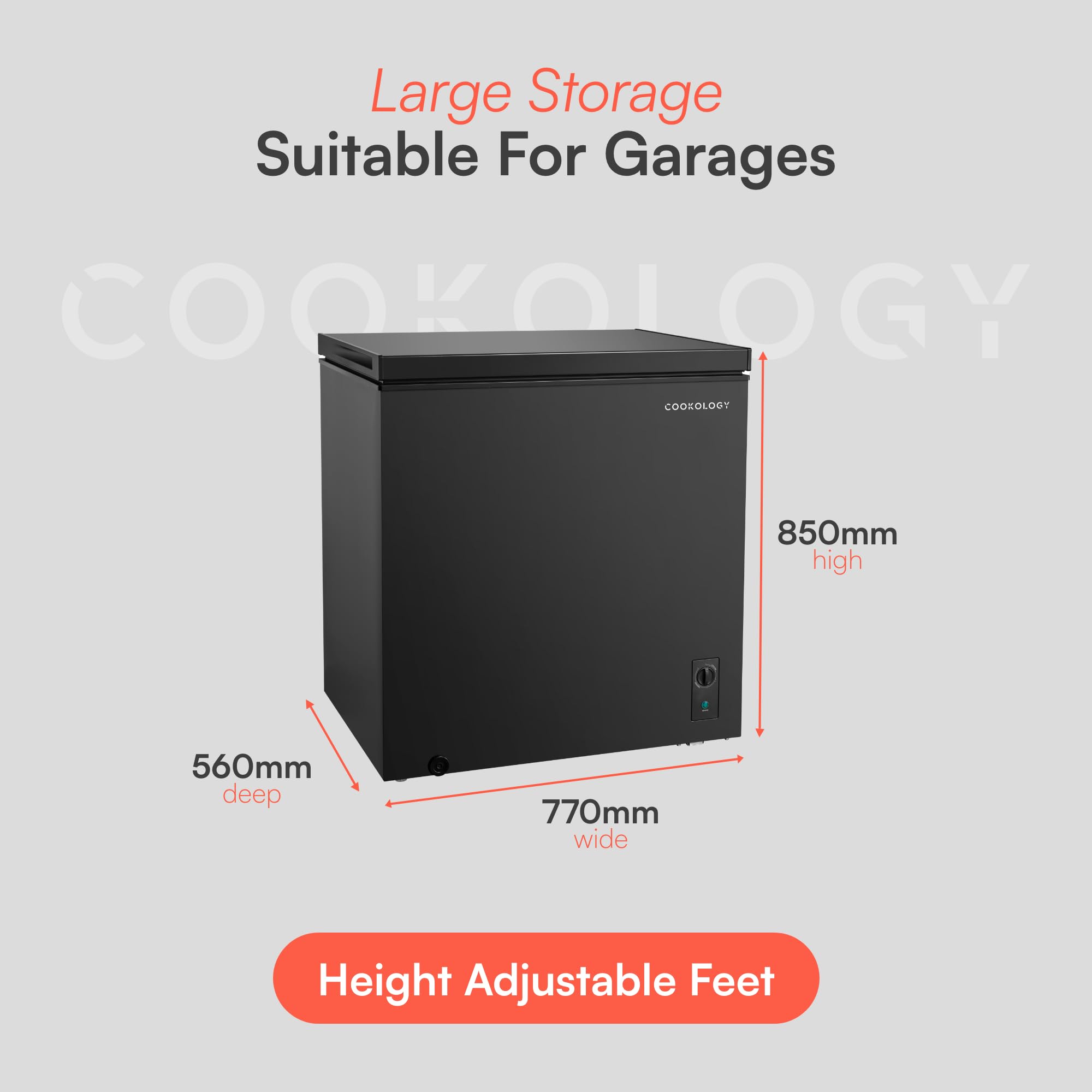 Cookology Chest Freezer - 418L Freestanding, Black