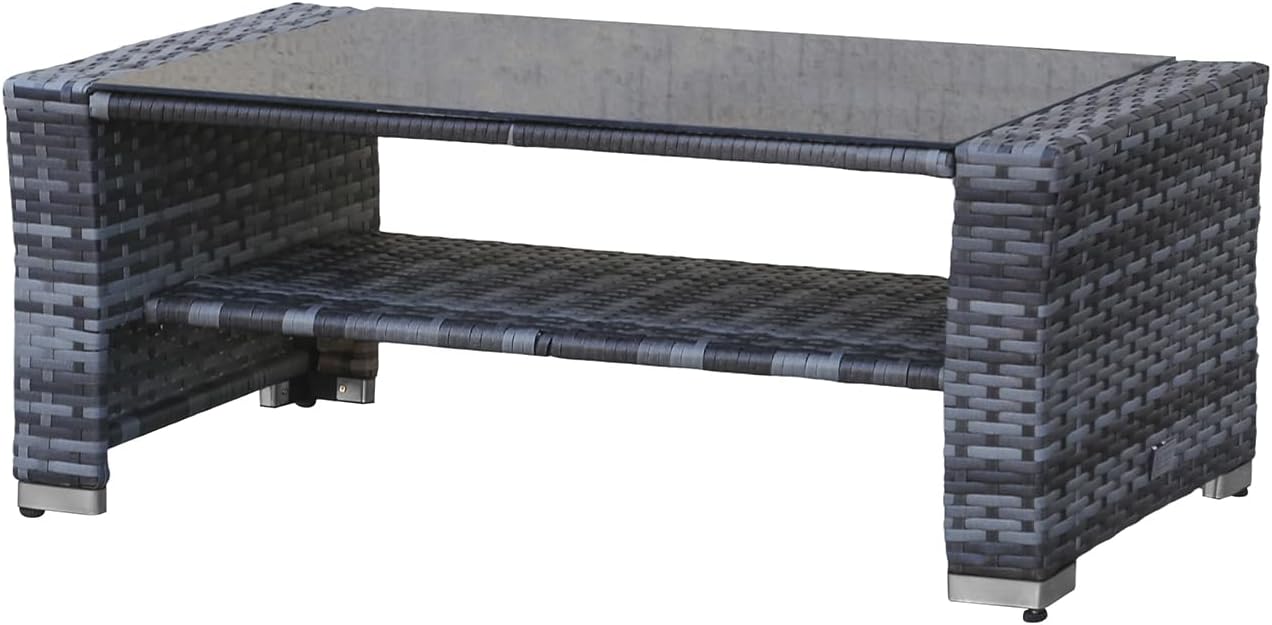Goods Emporium Rattan Garden Furniture Set, 4-Seater - Outdoor Sofa Set, Dark Grey