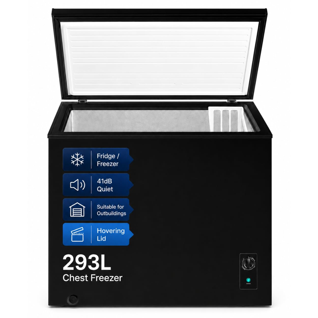 Cookology Chest Freezer - 418L Freestanding, Black