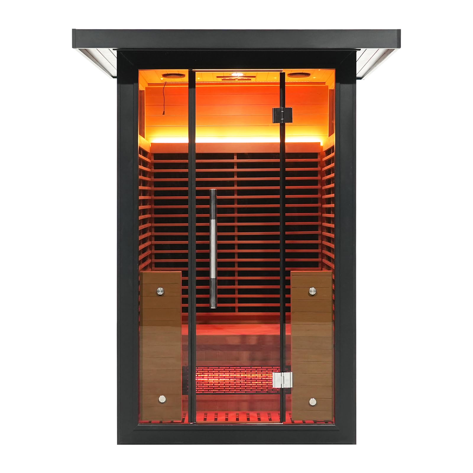 Infrared Sauna, 2-3 Person - 2700W, WiFi App Control, Black Aluminium Exterior