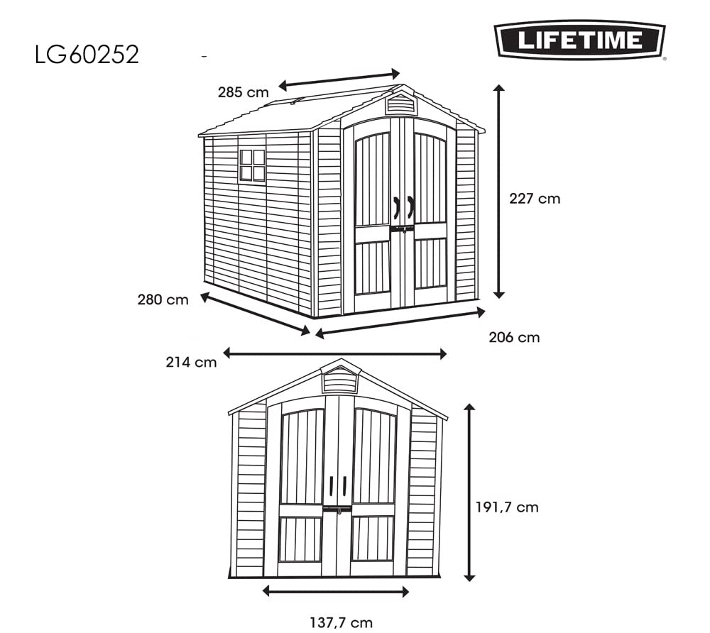 Lifetime 60310 Garden Storage Shed - 7 x 9.5 ft (213 x 289cm), HDPE, Tan