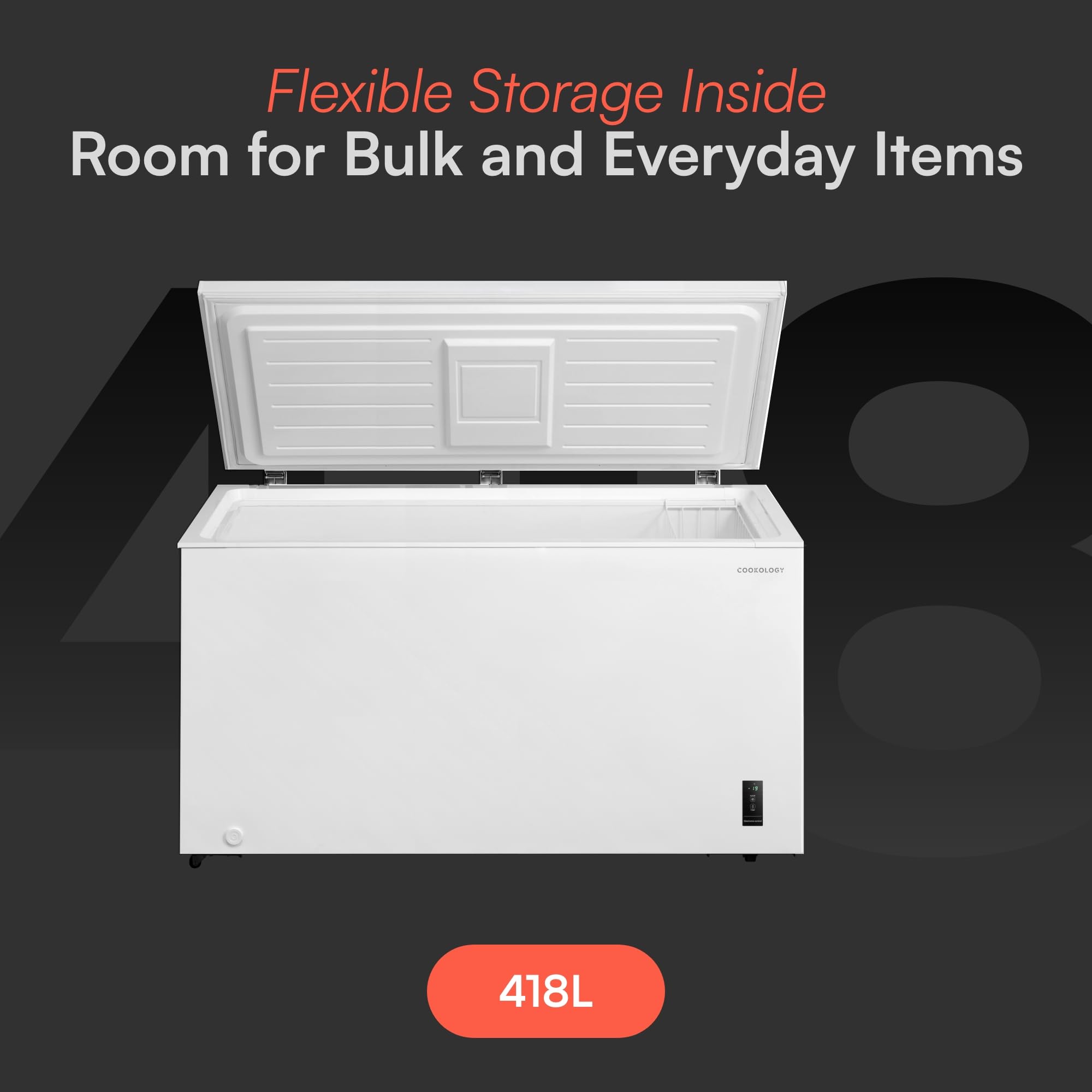 Cookology Chest Freezer - 418L Freestanding, Black