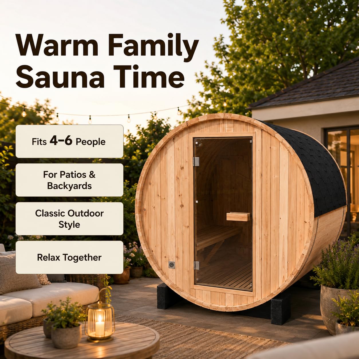 Infrared Sauna, 2-3 Person - 2700W, WiFi App Control, Black Aluminium Exterior