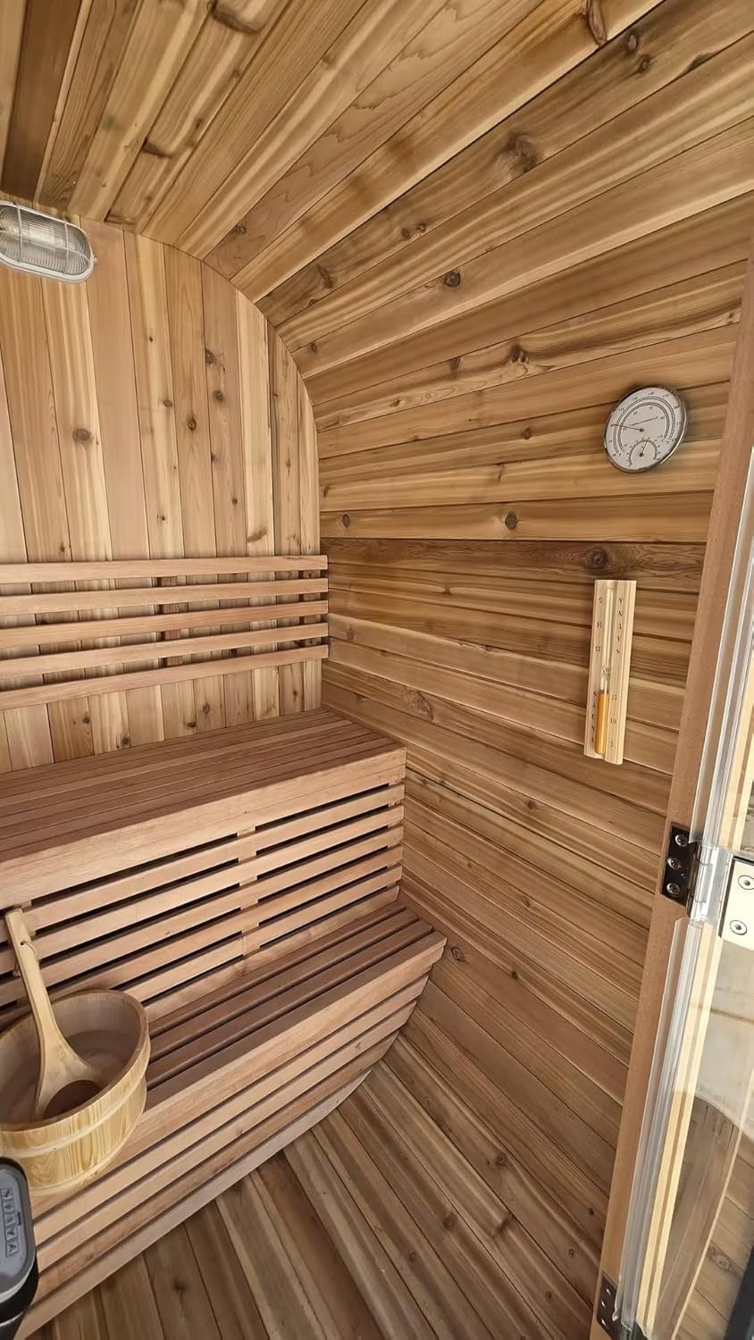 AURGOD Outdoor Sauna, 2-Person - Canadian Red Cedar, 6kW Harvia Heater