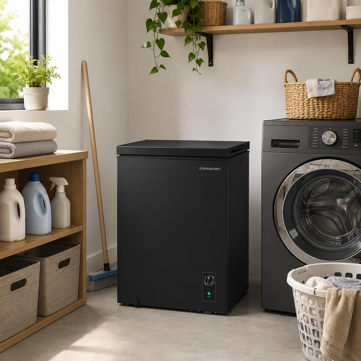 Cookology Chest Freezer - 418L Freestanding, Black