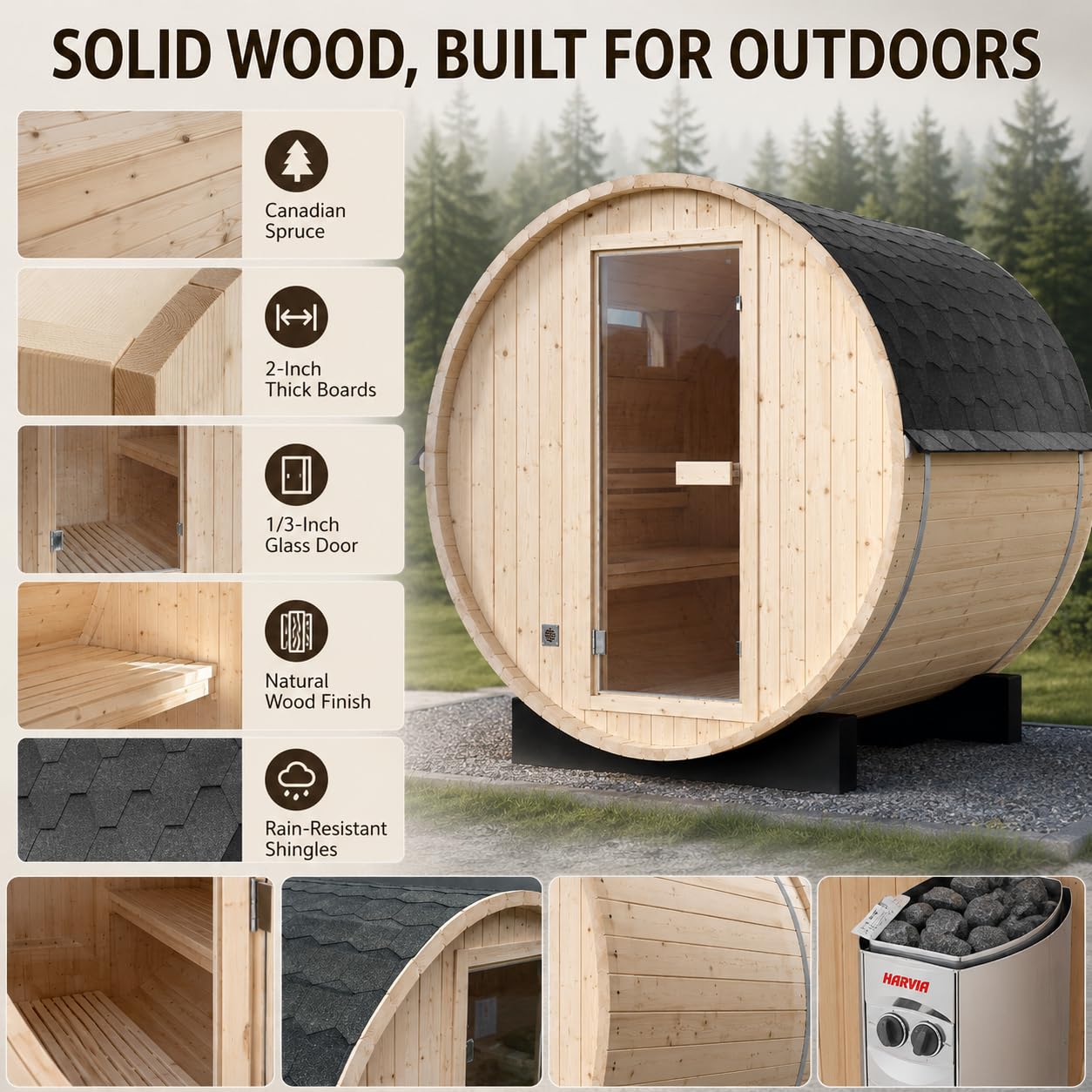Infrared Sauna, 2-3 Person - 2700W, WiFi App Control, Black Aluminium Exterior