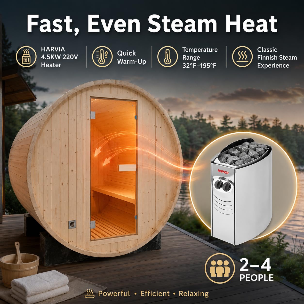 Infrared Sauna, 2-3 Person - 2700W, WiFi App Control, Black Aluminium Exterior