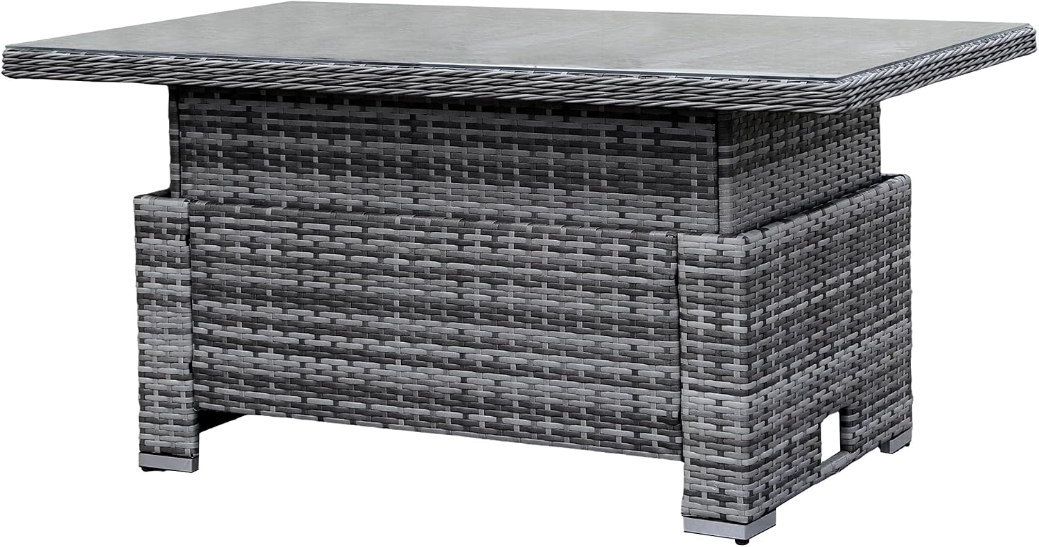 Goods Emporium Rattan Garden Furniture Set, 9-Seater - Rising Table, Left/Right Hand Configurable, Dark Grey