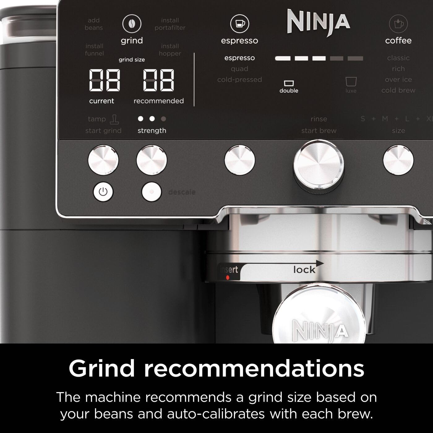 Ninja Luxe Premier Coffee Machine - 3-in-1 Espresso/Cold Brew/Filter, Black