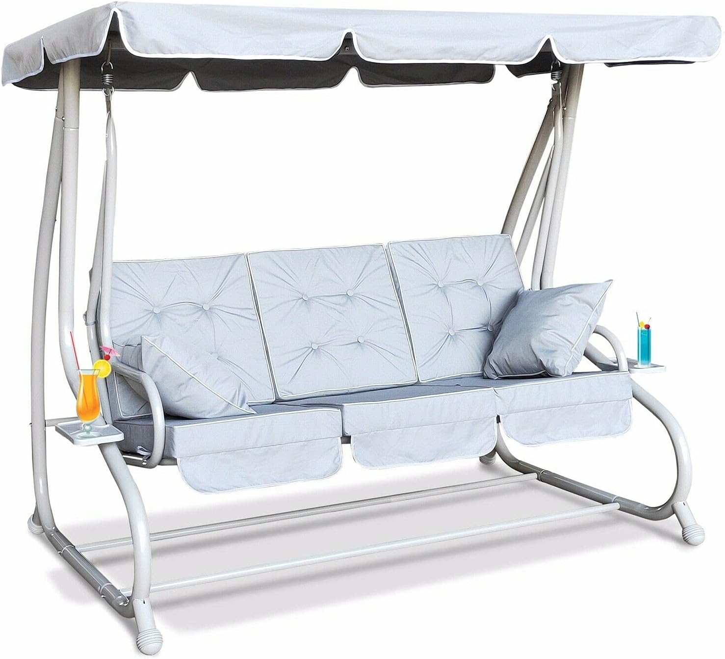 Garden Store Direct Somerset Swing Chair, 3-Seater - Hammock Bench, Grey