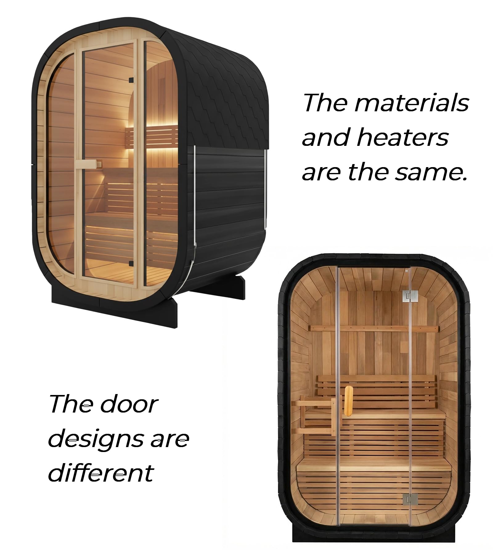 AURGOD Outdoor Sauna, 2-Person - Canadian Red Cedar, 6kW Harvia Heater