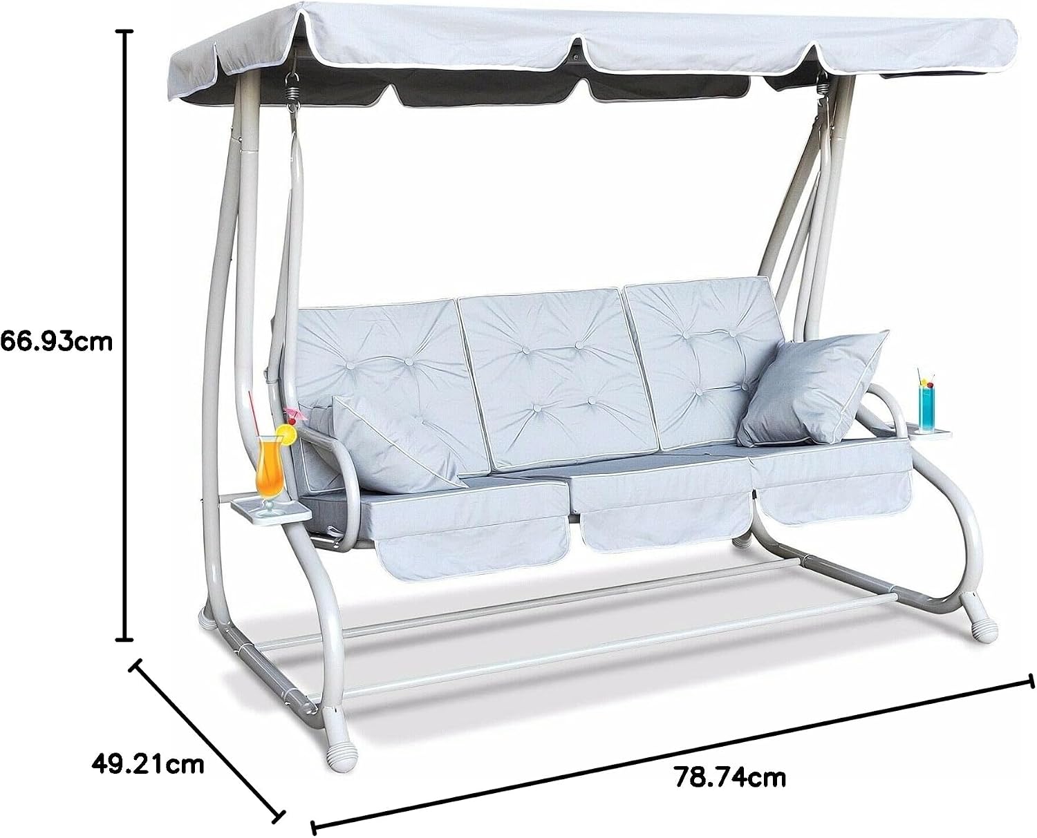 Garden Store Direct Somerset Swing Chair, 3-Seater - Hammock Bench, Grey