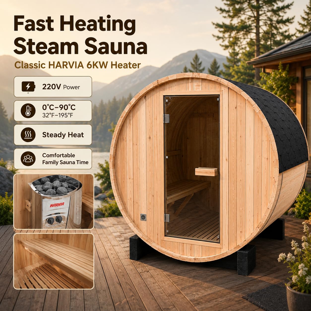 Infrared Sauna, 2-3 Person - 2700W, WiFi App Control, Black Aluminium Exterior