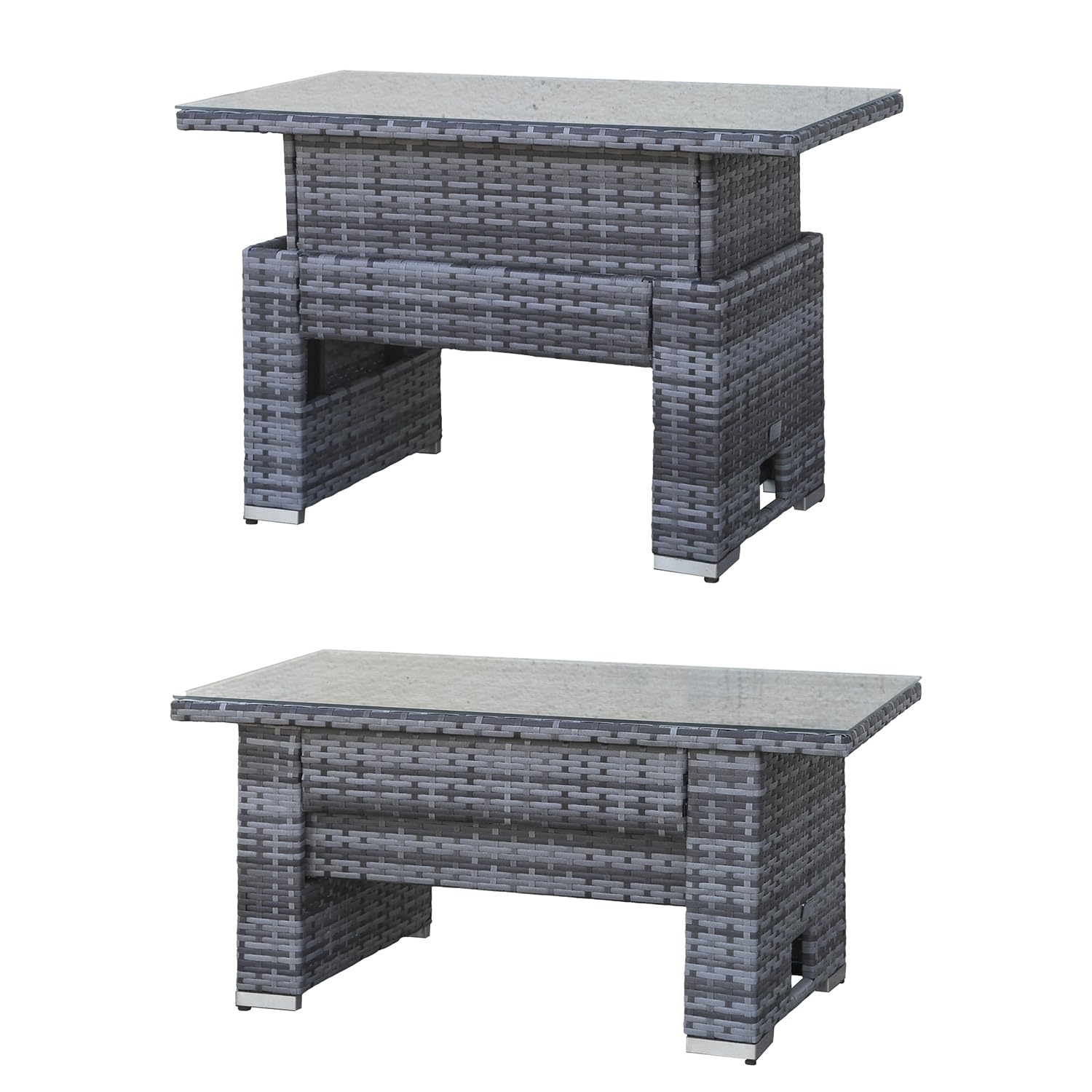 Goods Emporium Rattan Garden Furniture Set, 4-Seater - Outdoor Sofa Set, Dark Grey