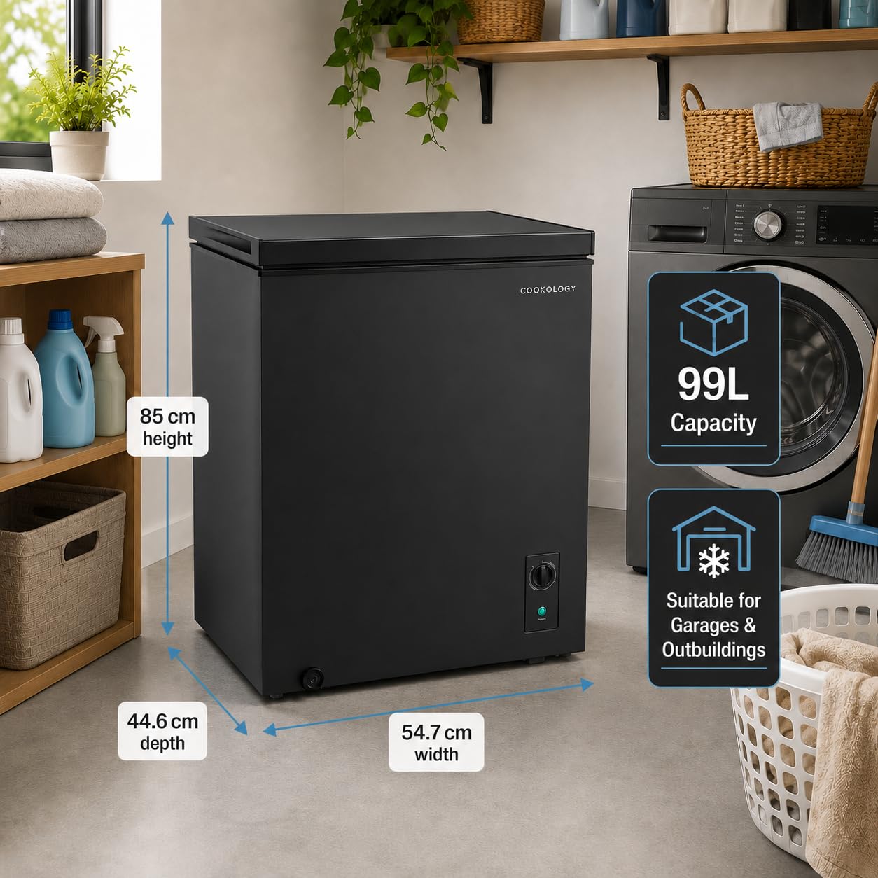Cookology Chest Freezer - 418L Freestanding, Black