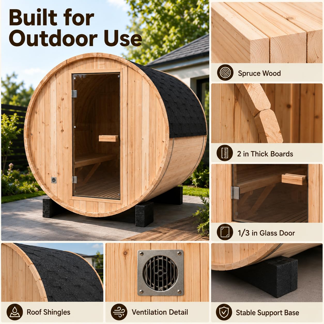 Infrared Sauna, 2-3 Person - 2700W, WiFi App Control, Black Aluminium Exterior