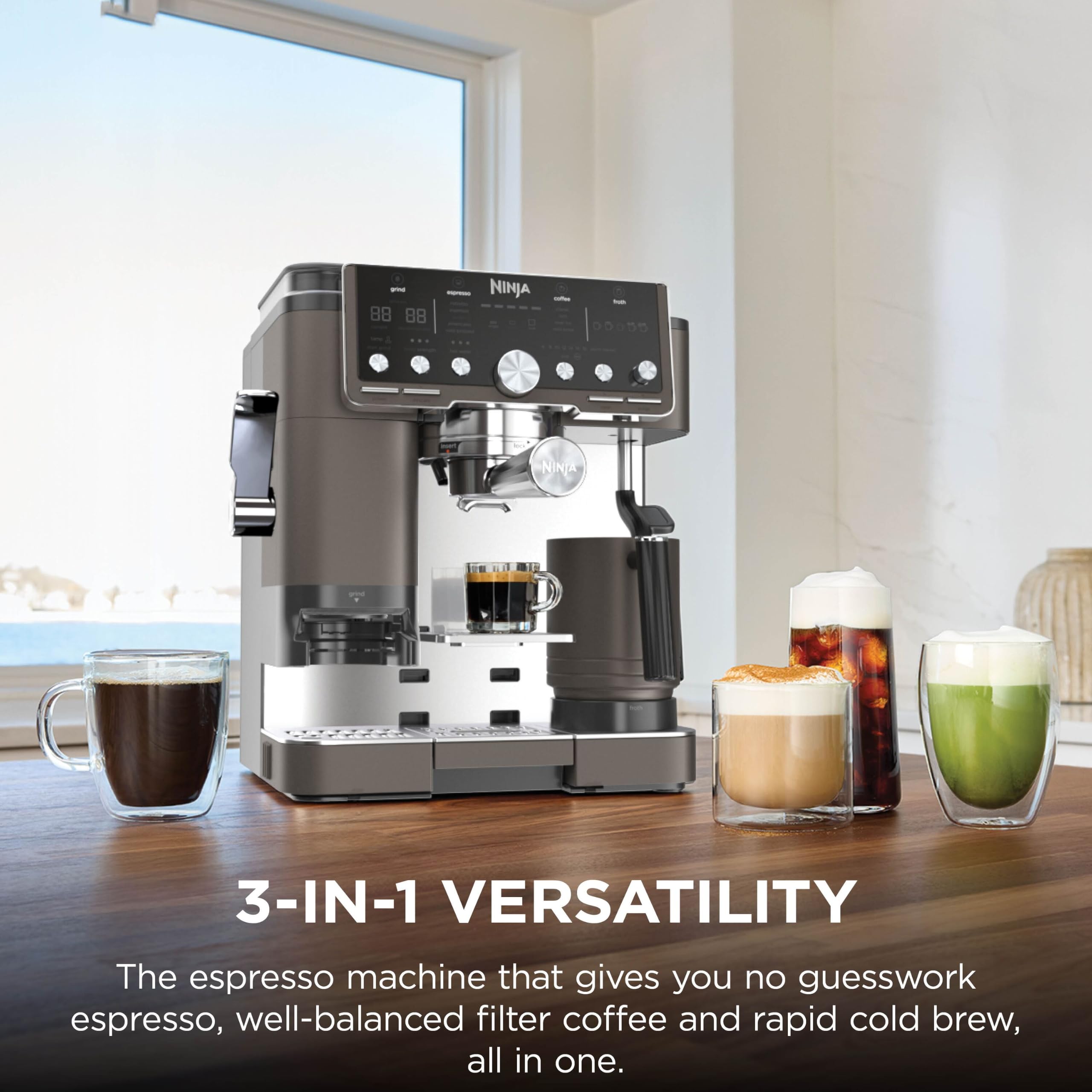 Ninja Luxe Premier Coffee Machine - 3-in-1 Espresso/Cold Brew/Filter, Black