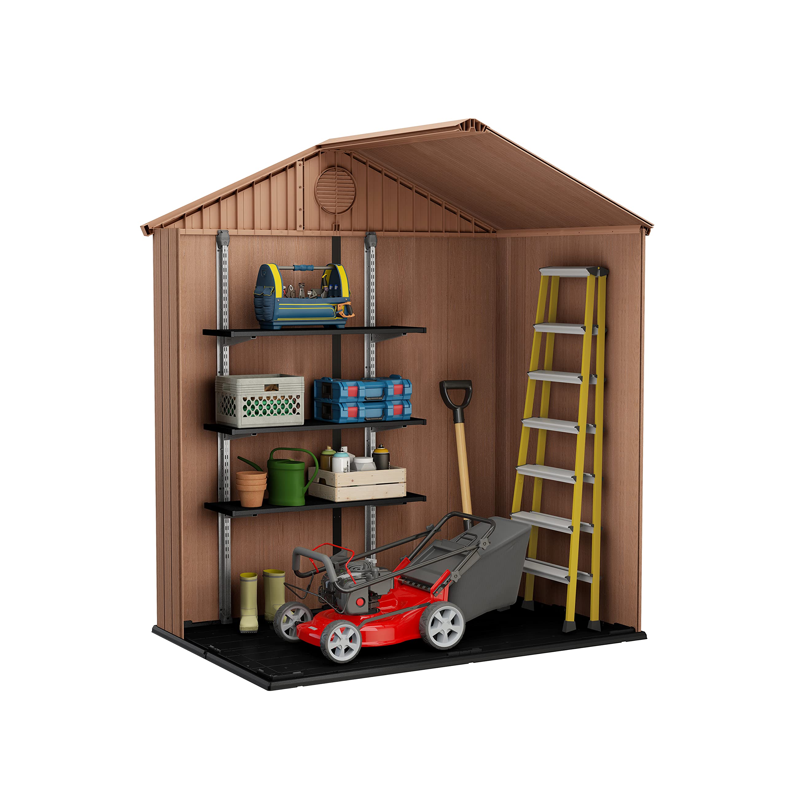 Keter Darwin Apex Garden Shed, Double Door - 6 x 4 ft, Brown