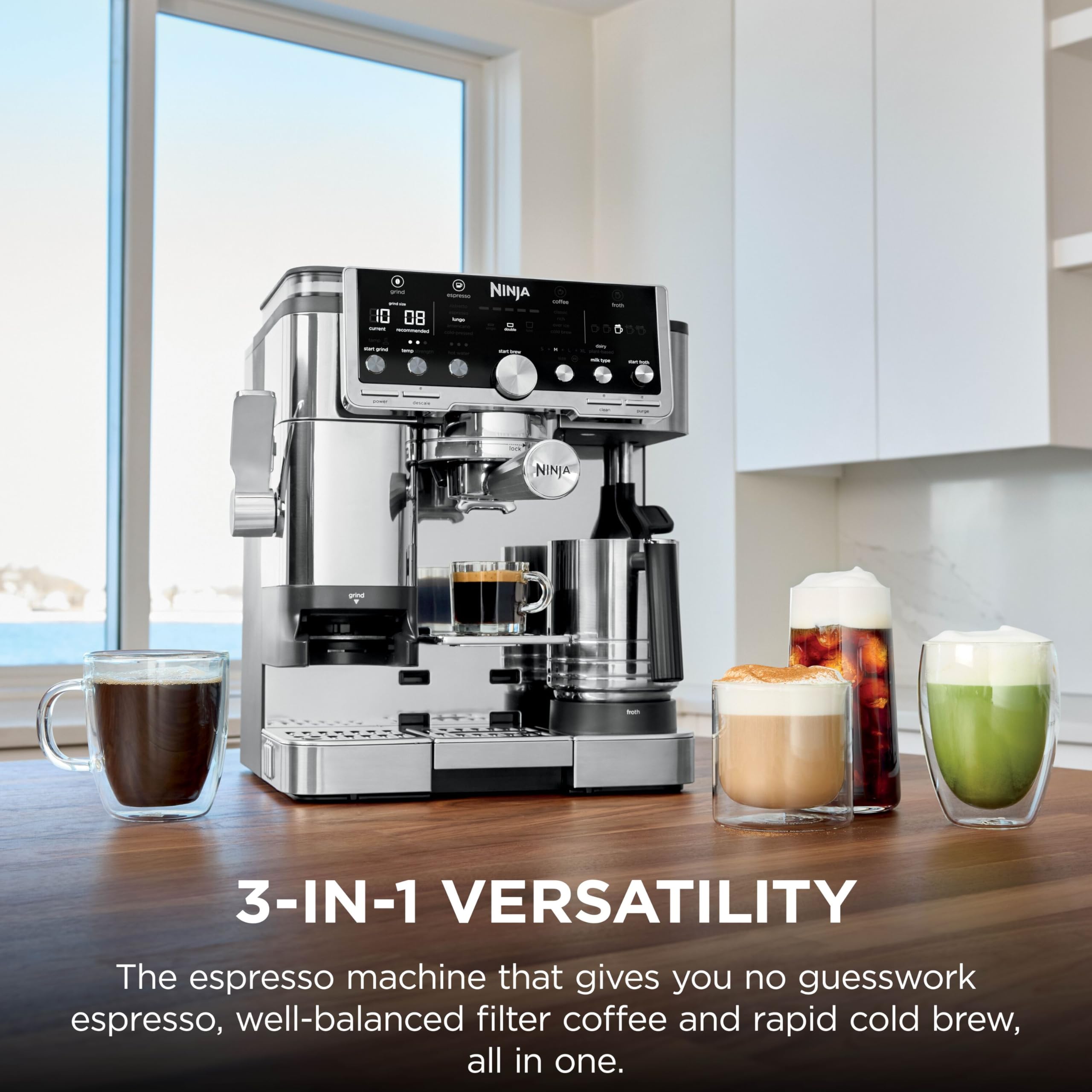 Ninja Luxe Premier Coffee Machine - 3-in-1 Espresso/Cold Brew/Filter, Black