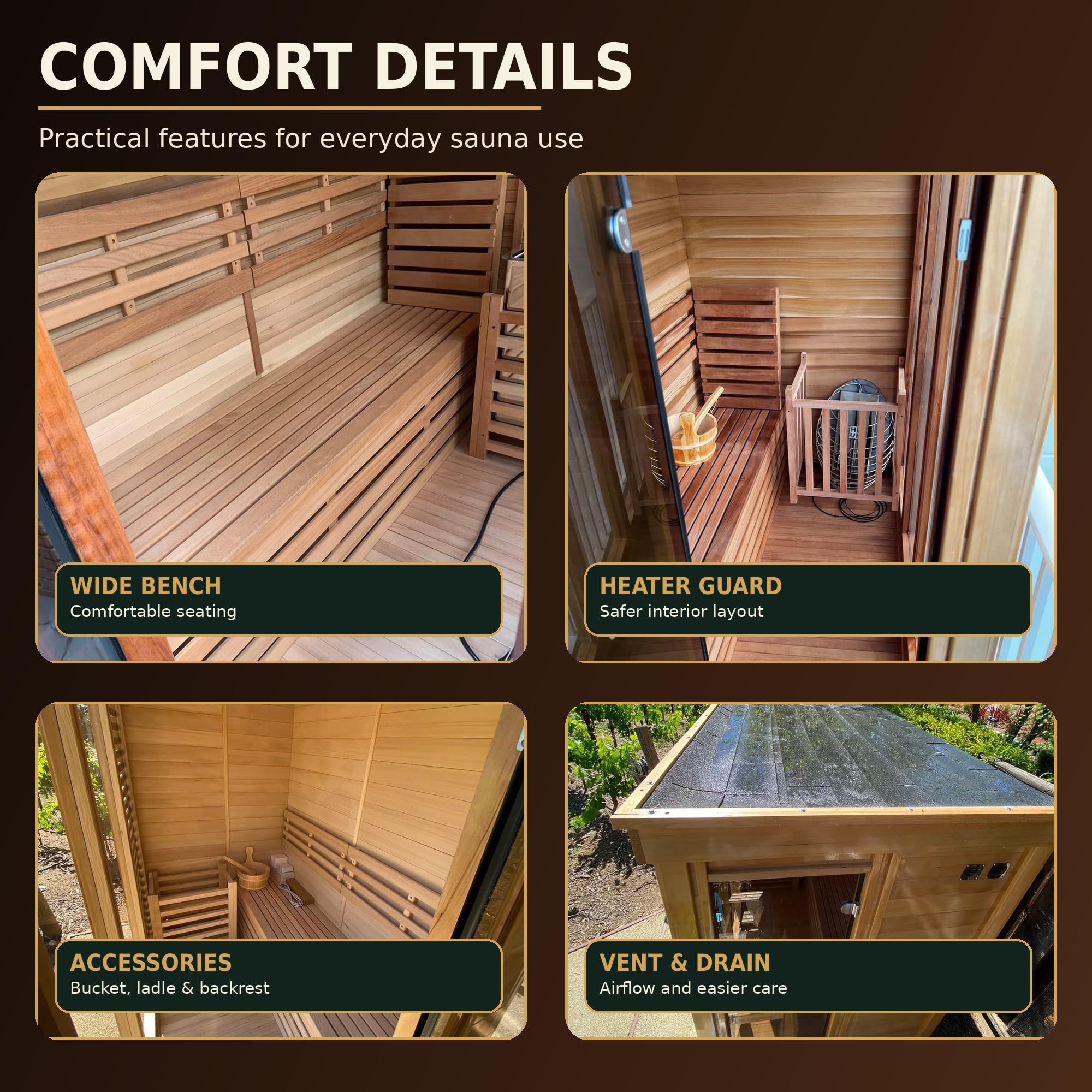 Infrared Sauna, 2-3 Person - 2700W, WiFi App Control, Black Aluminium Exterior