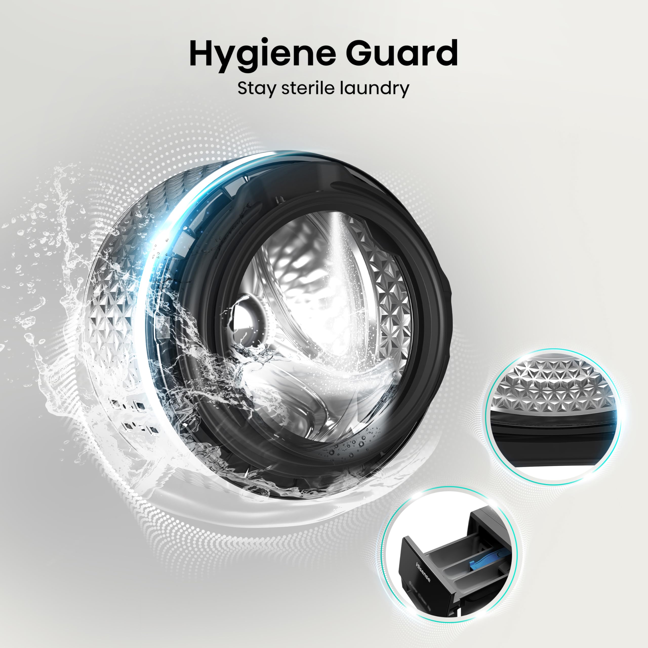 Hisense 3S Series Washer Dryer - 8kg/5kg, 1400 RPM, WiFi Connected, Black