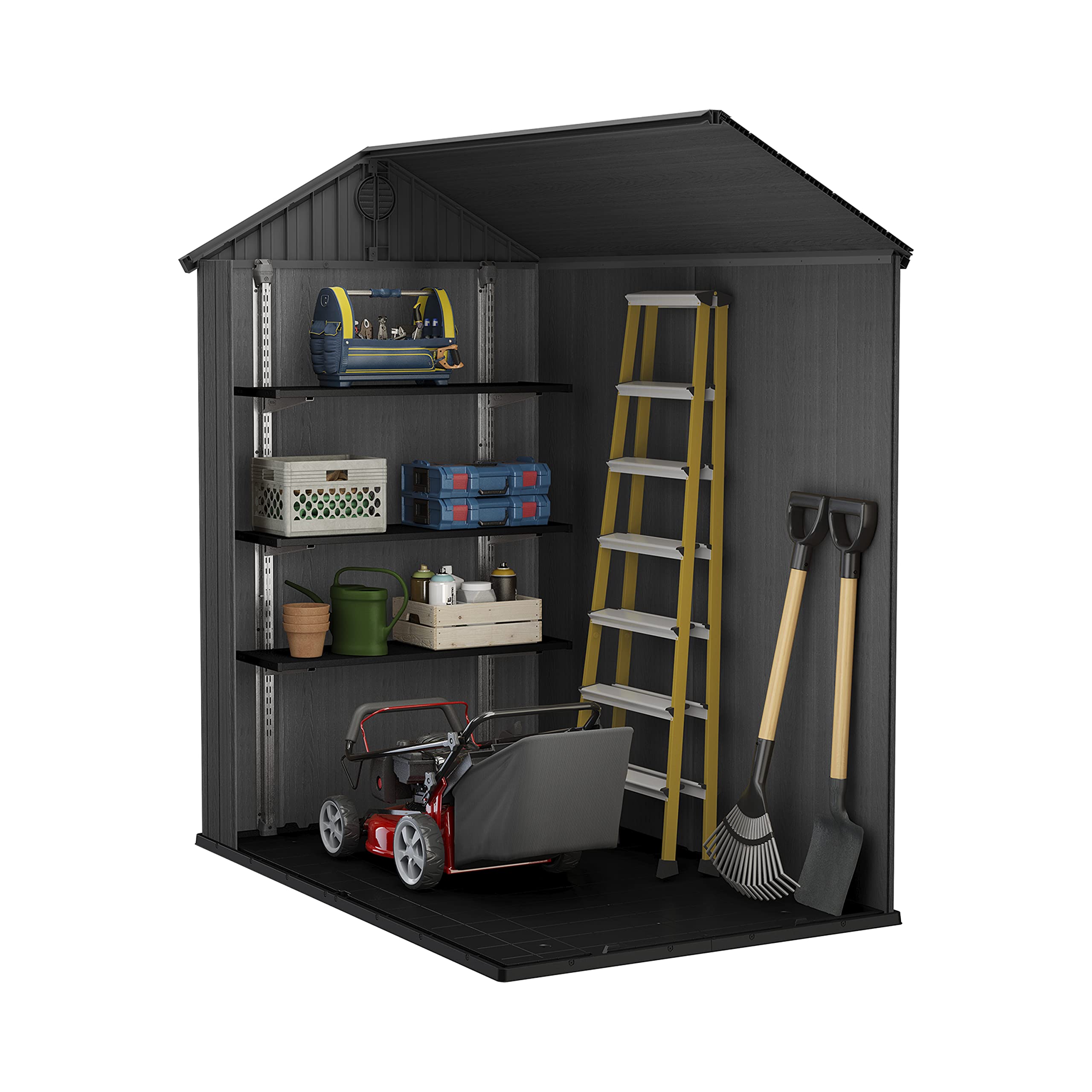 Keter Darwin Apex Garden Shed, Single Door - 6 x 4 ft, Grey