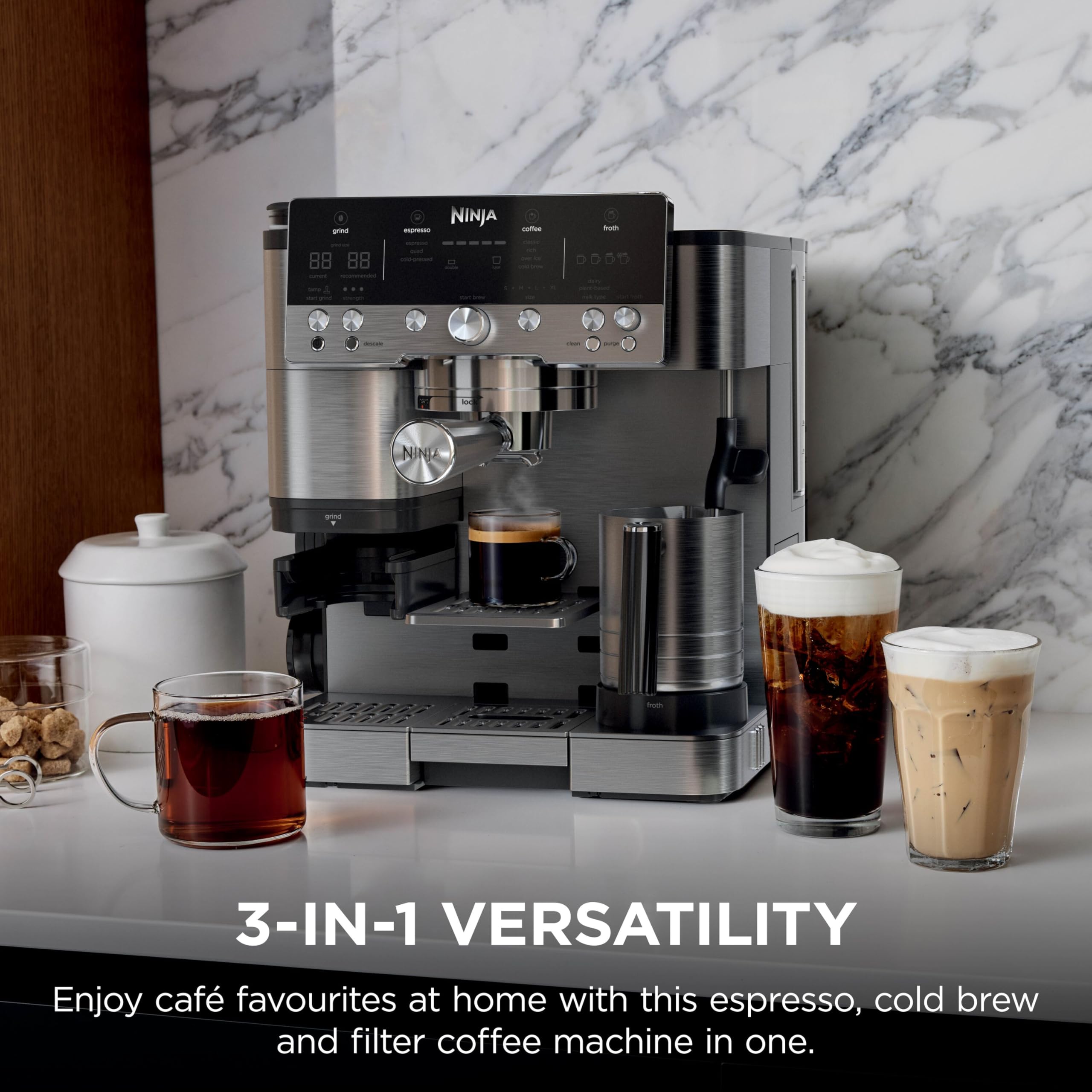 Ninja Luxe Premier Coffee Machine - 3-in-1 Espresso/Cold Brew/Filter, Black