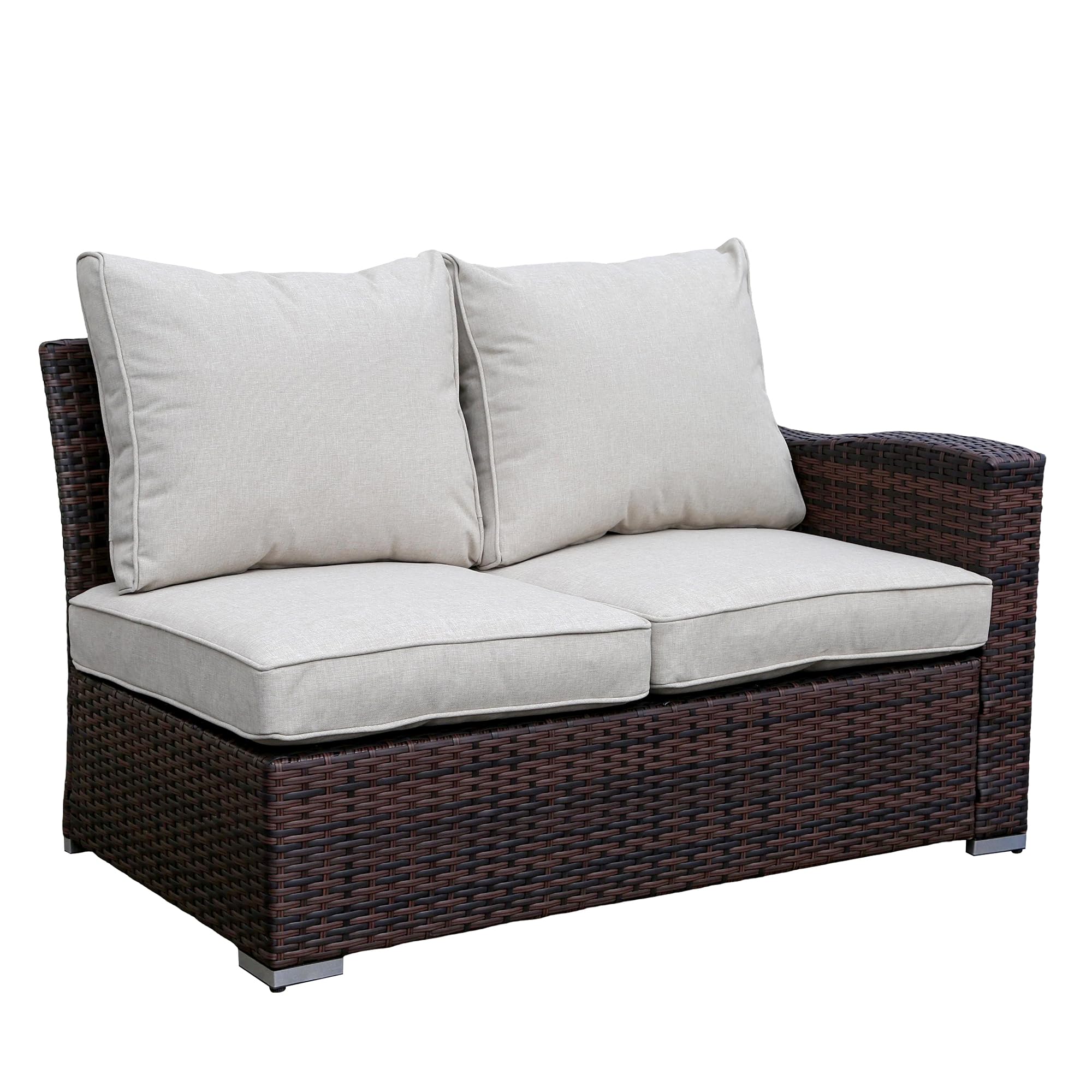 Goods Emporium Rattan Garden Furniture Set, 9-Seater - Rising Table, Left/Right Hand Configurable, Dark Grey
