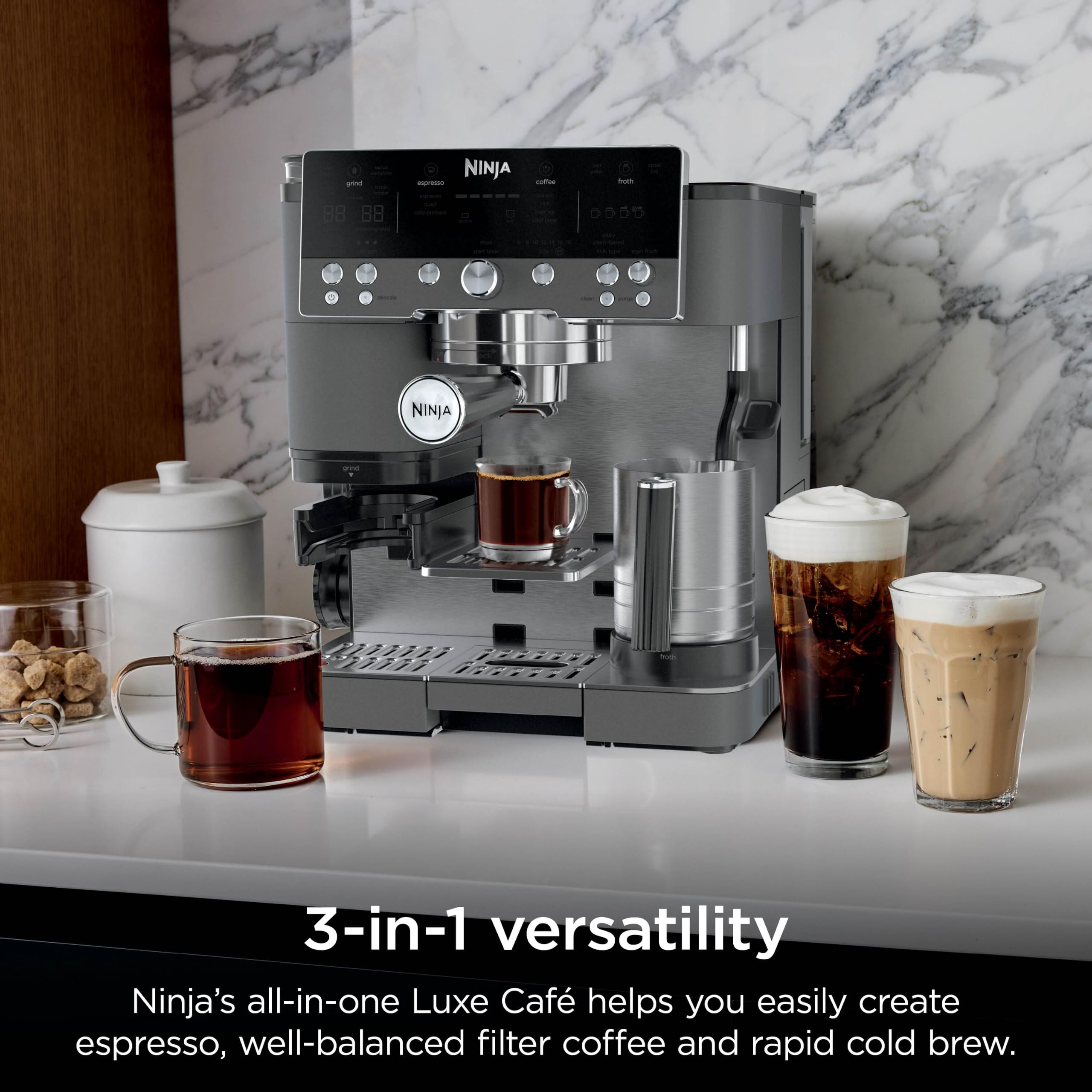 Ninja Luxe Premier Coffee Machine - 3-in-1 Espresso/Cold Brew/Filter, Black