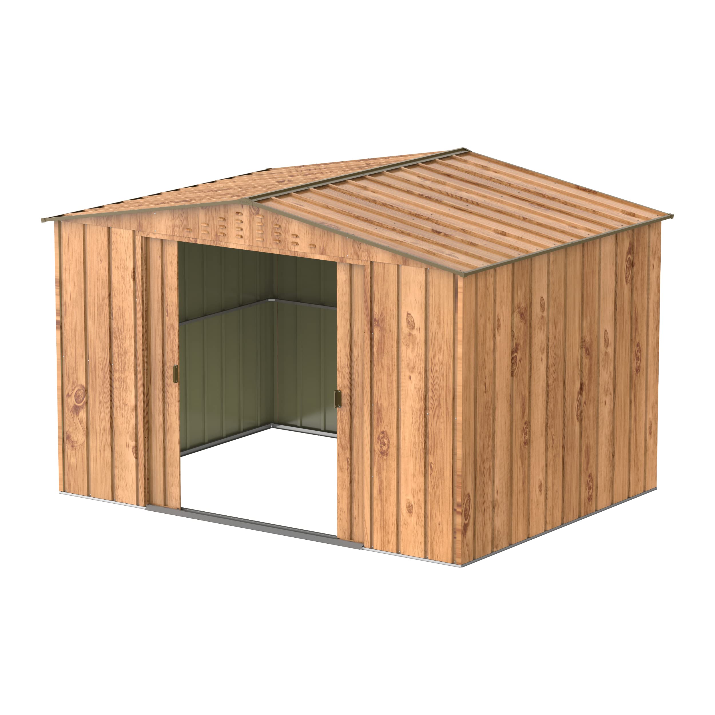 Duramax TOP Metal Garden Shed - 10 x 8 ft (7.83 m2), Galvanized Steel, Woodgrain