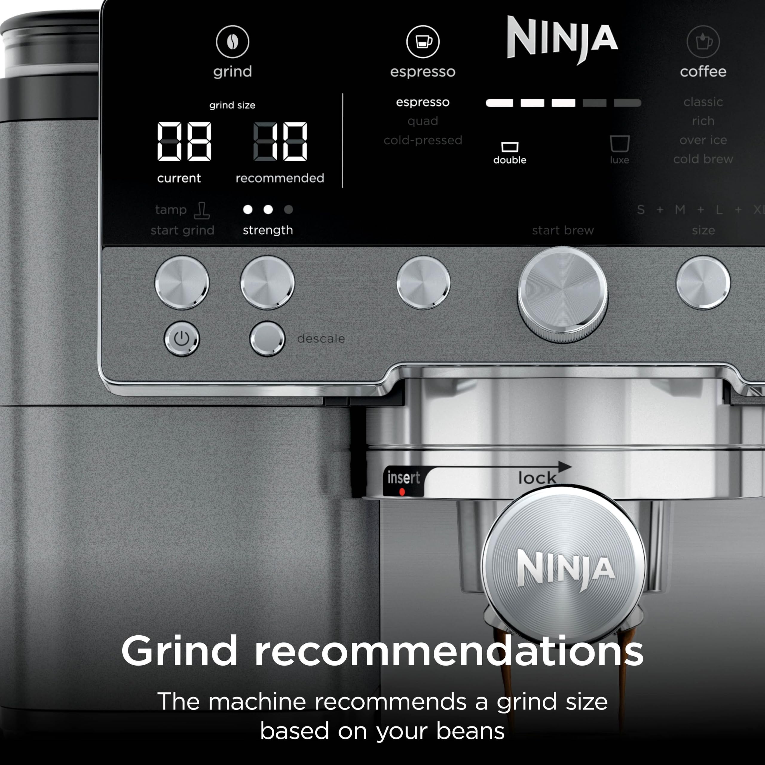 Ninja Luxe Premier Coffee Machine - 3-in-1 Espresso/Cold Brew/Filter, Black