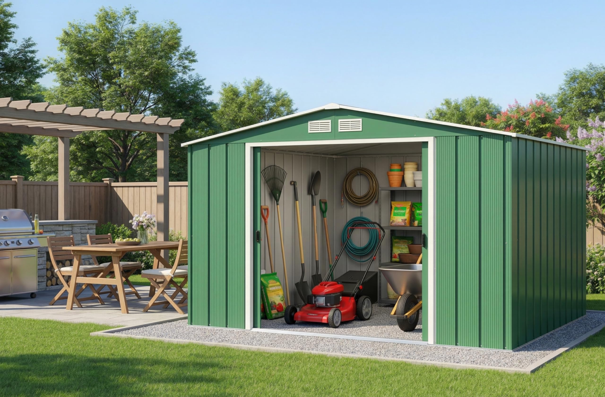Duramax ECO Metal Garden Shed - 10 x 8 ft (7.80 m2), Galvanized Steel, Anthracite