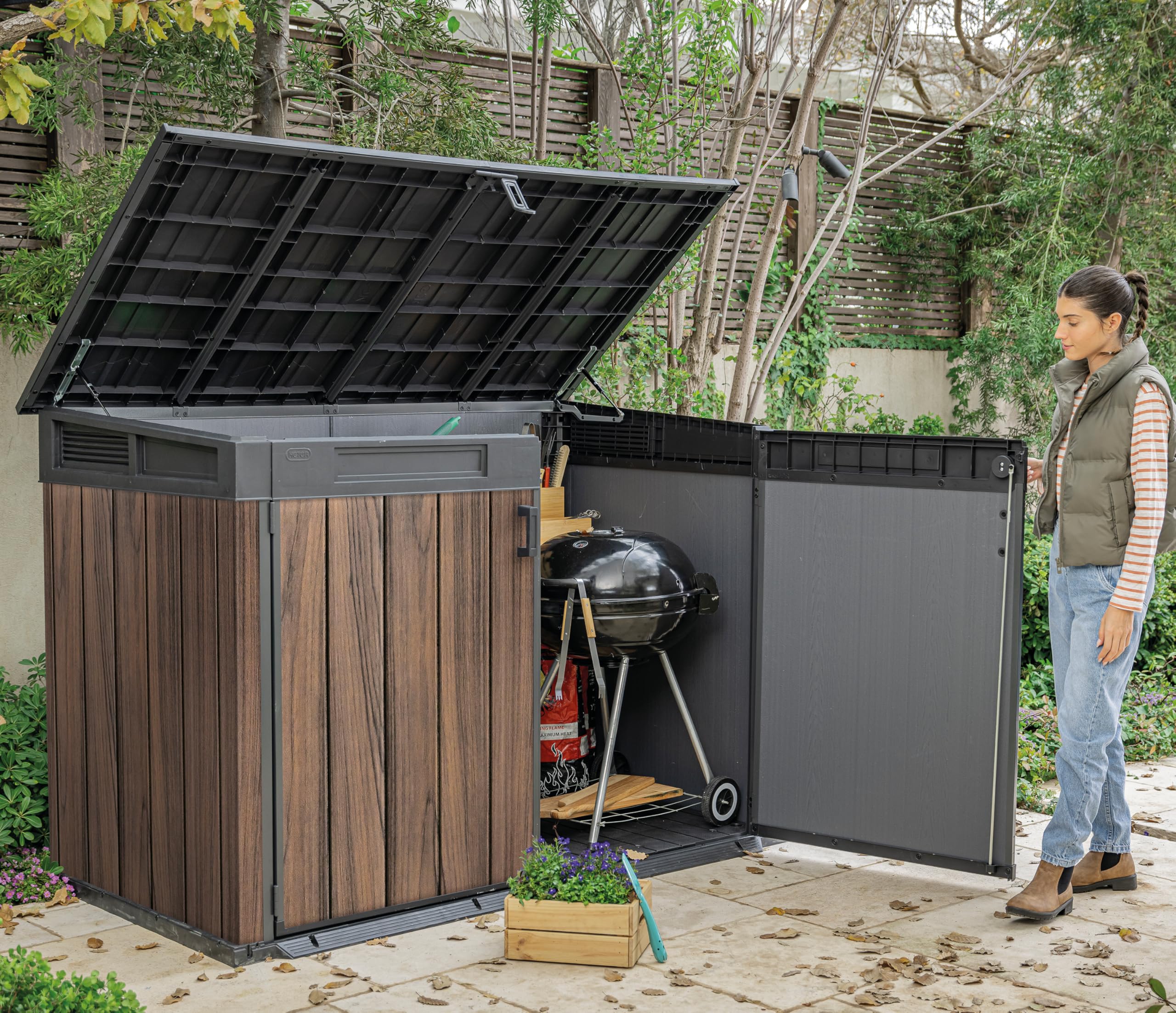 Keter Signature Horizontal Storage Shed - 2020L, Rosewood