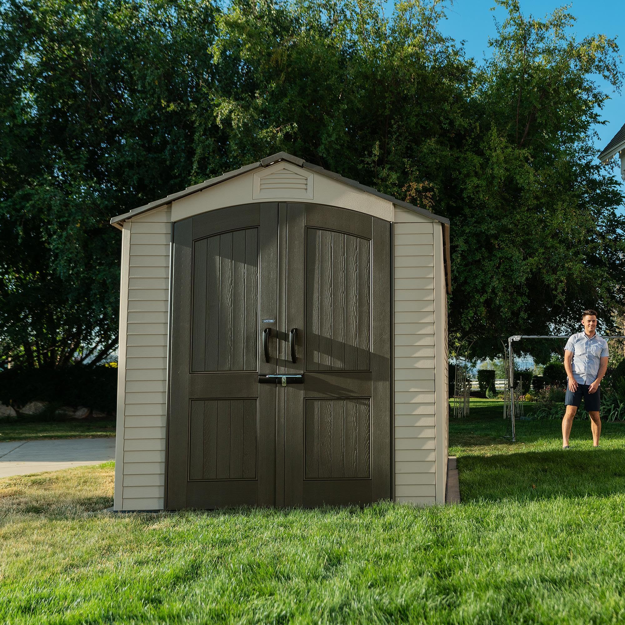 Lifetime 60310 Garden Storage Shed - 7 x 9.5 ft (213 x 289cm), HDPE, Tan