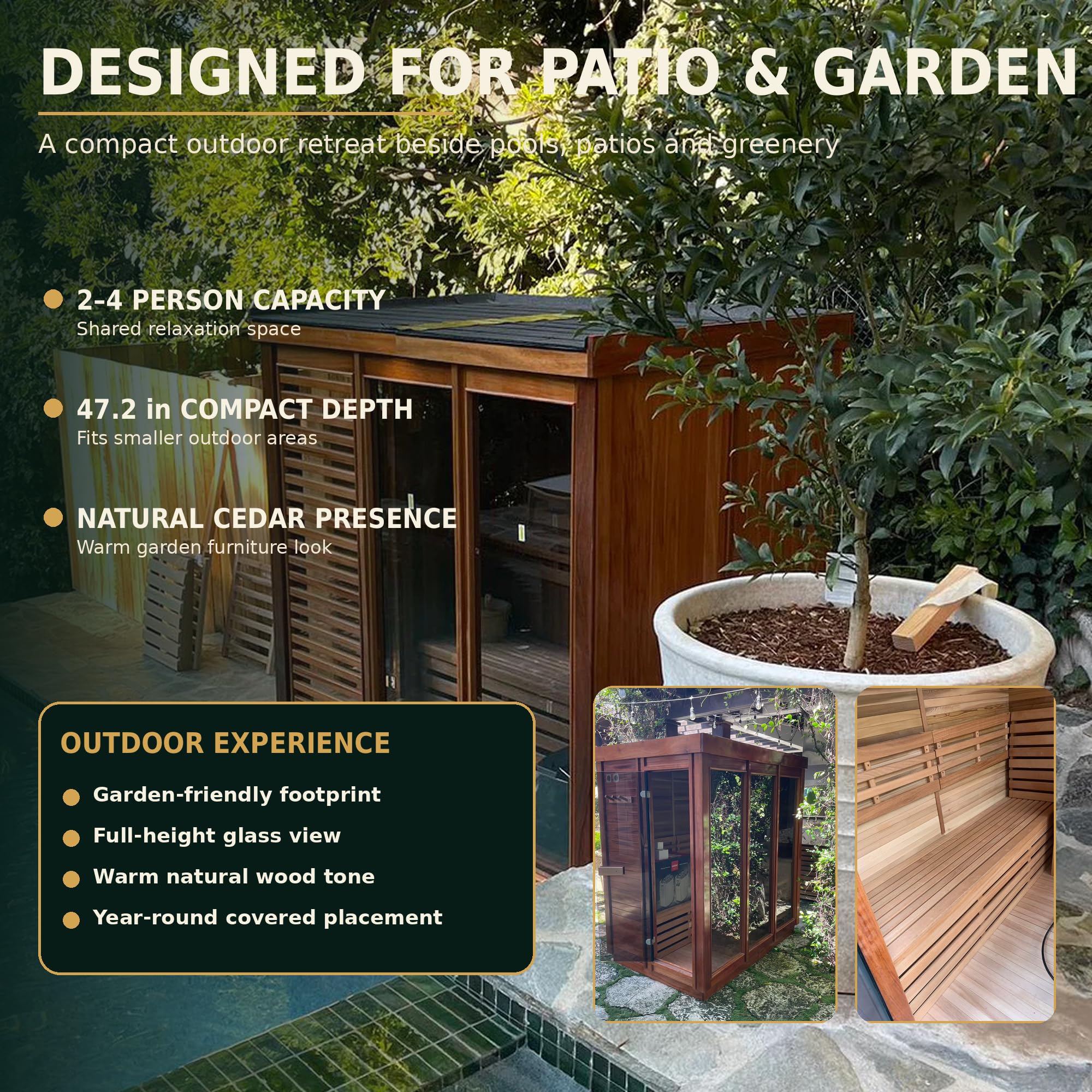 Infrared Sauna, 2-3 Person - 2700W, WiFi App Control, Black Aluminium Exterior