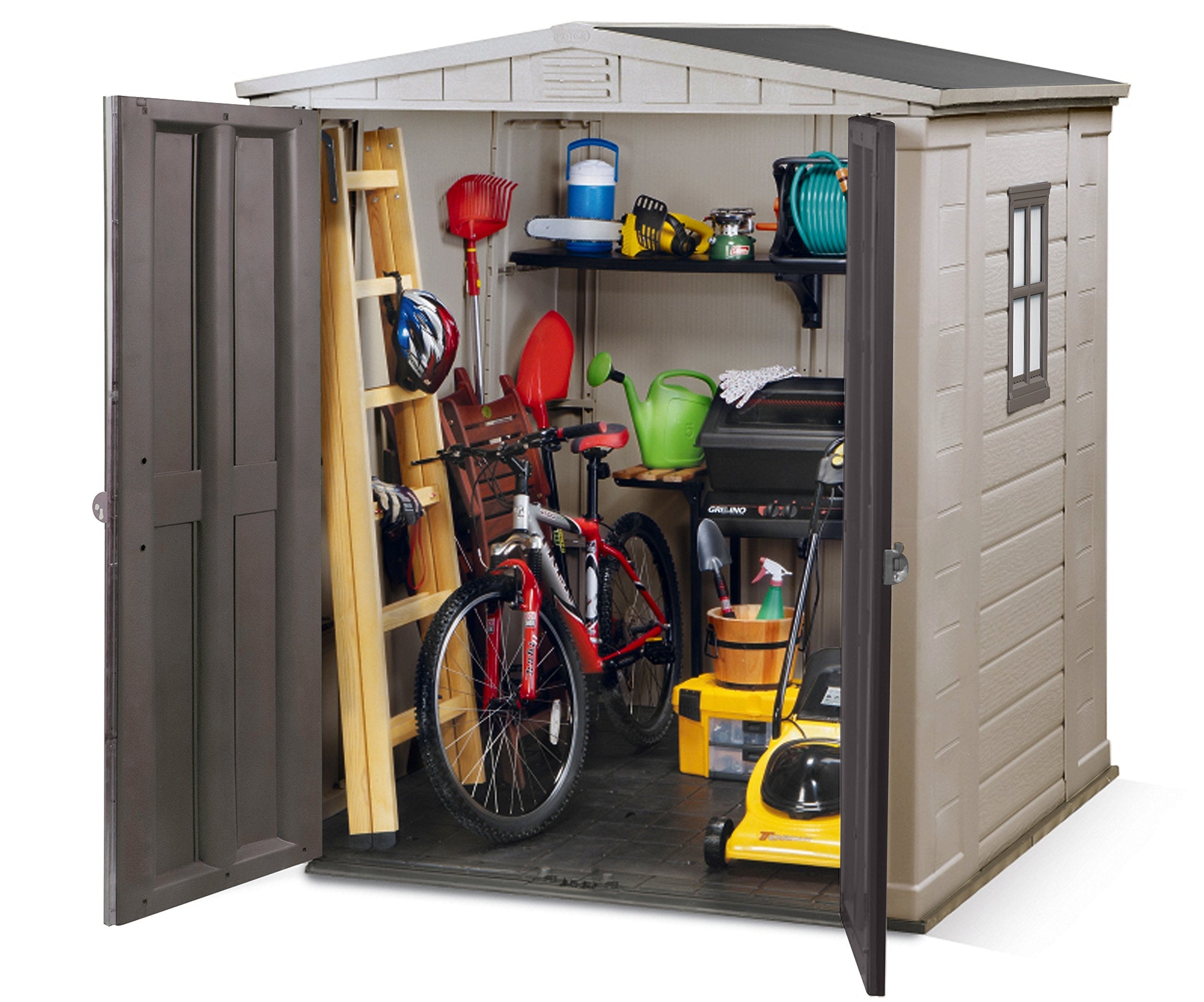 Keter Factor Apex Garden Shed, Double Door - 6 x 6 ft, Beige