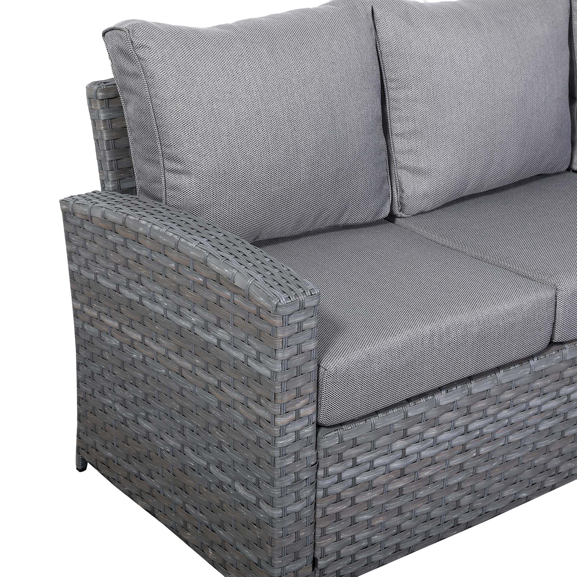 Club Rattan Harmony Corner Sofa Set, 9-Seater - High Back, Left Hand, Rising Table, Grey